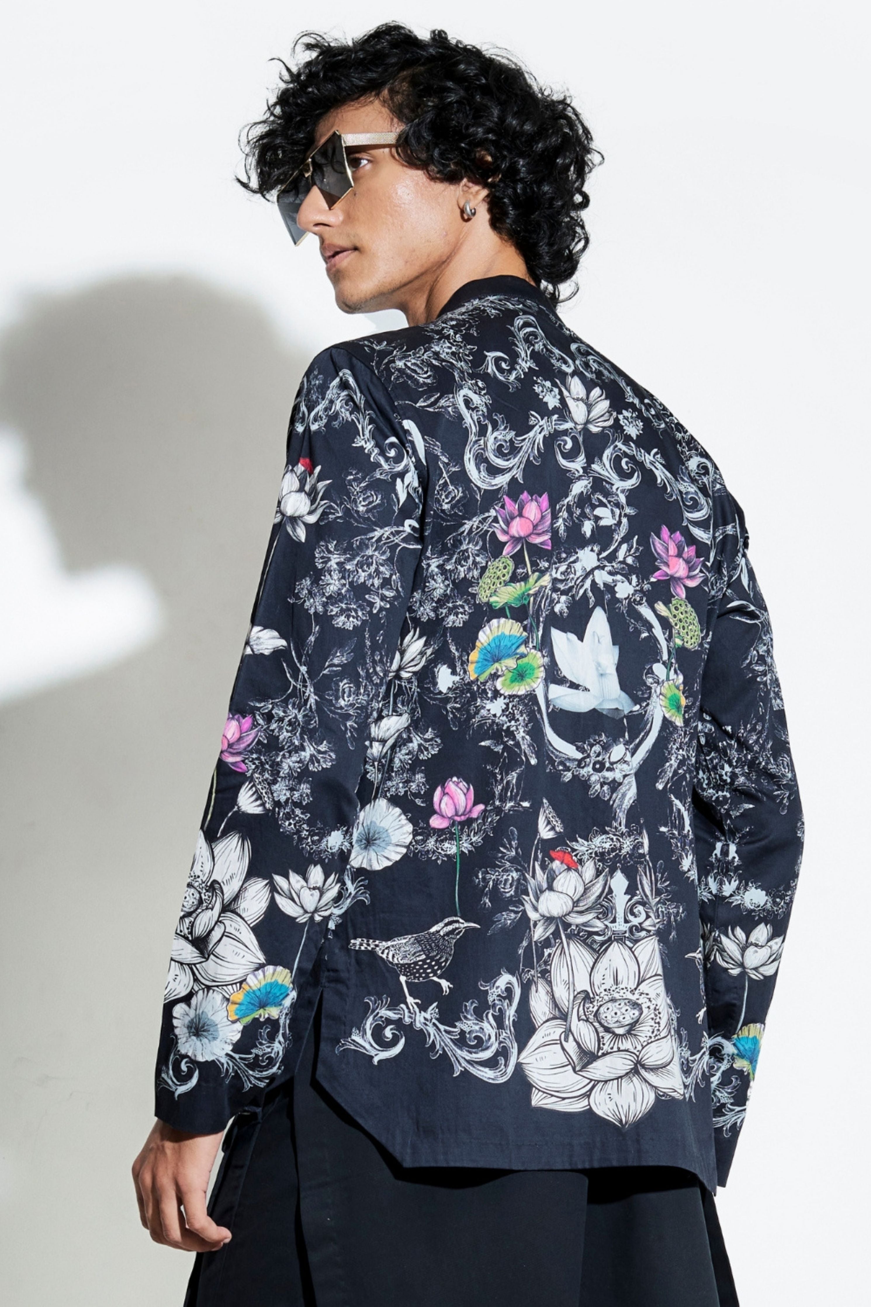 Black Bloom Engineered Printed Shirt