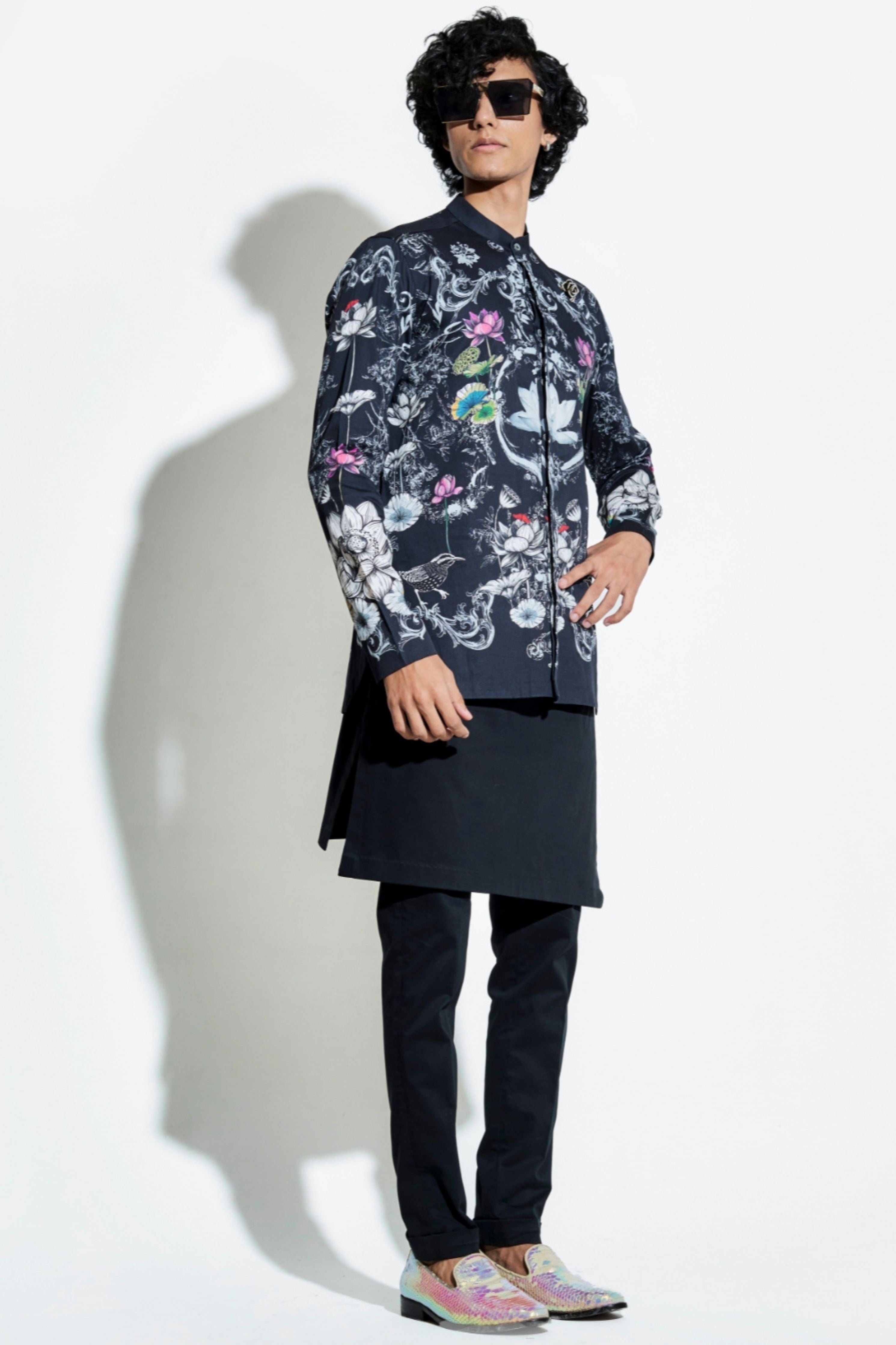 Black Bloom Engineered Printed Shirt