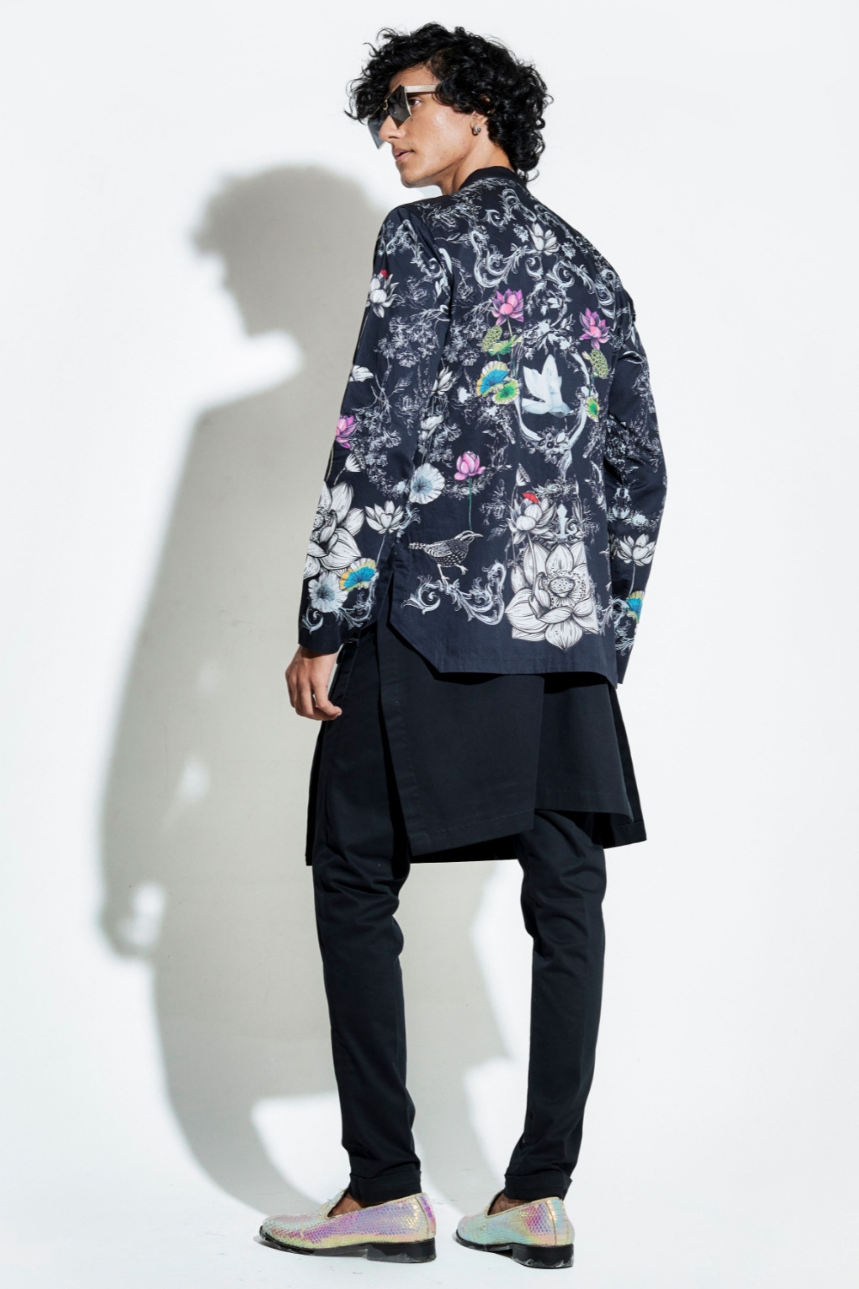 Black Bloom Engineered Printed Shirt