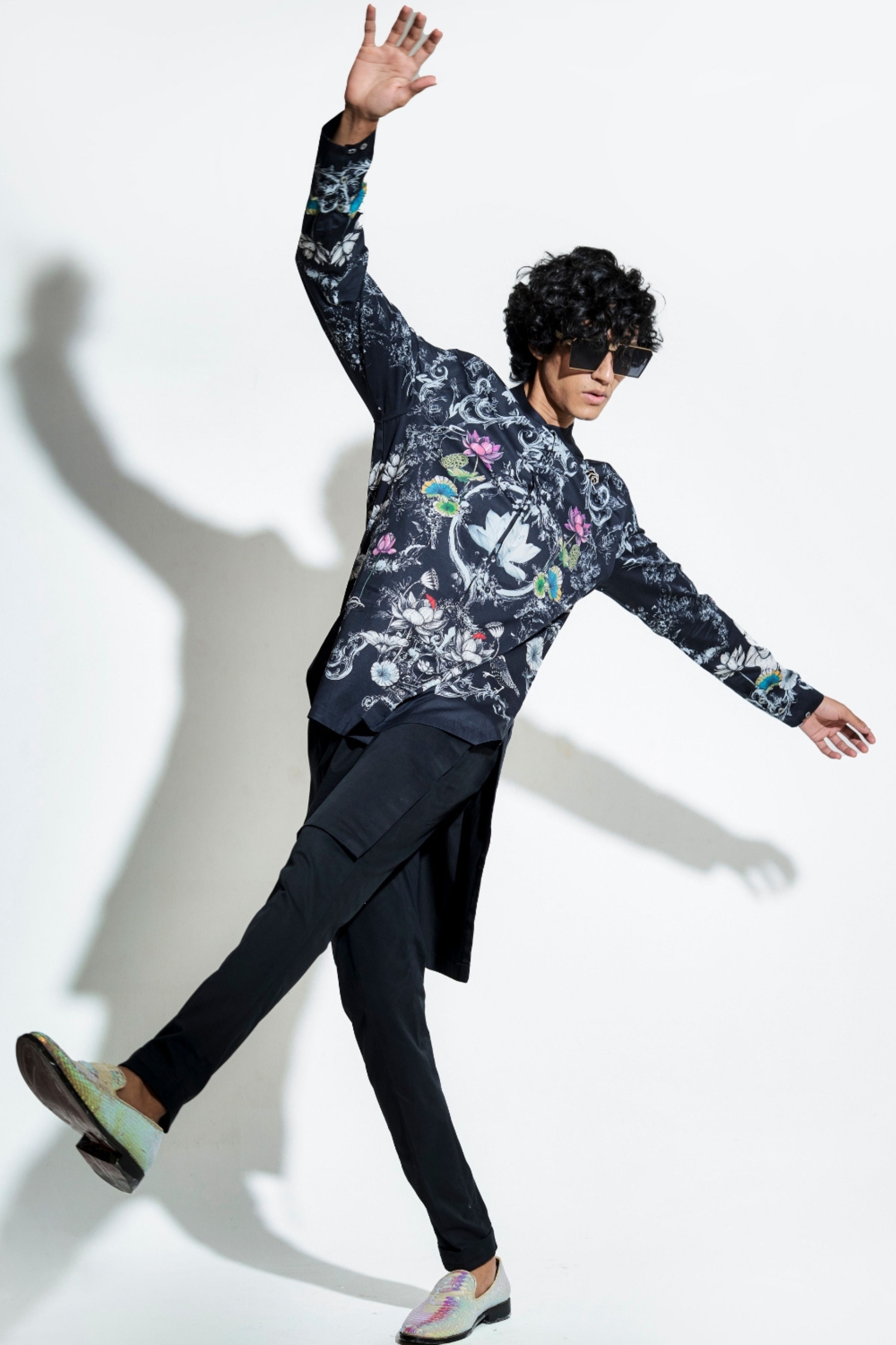 Black Bloom Engineered Printed Shirt