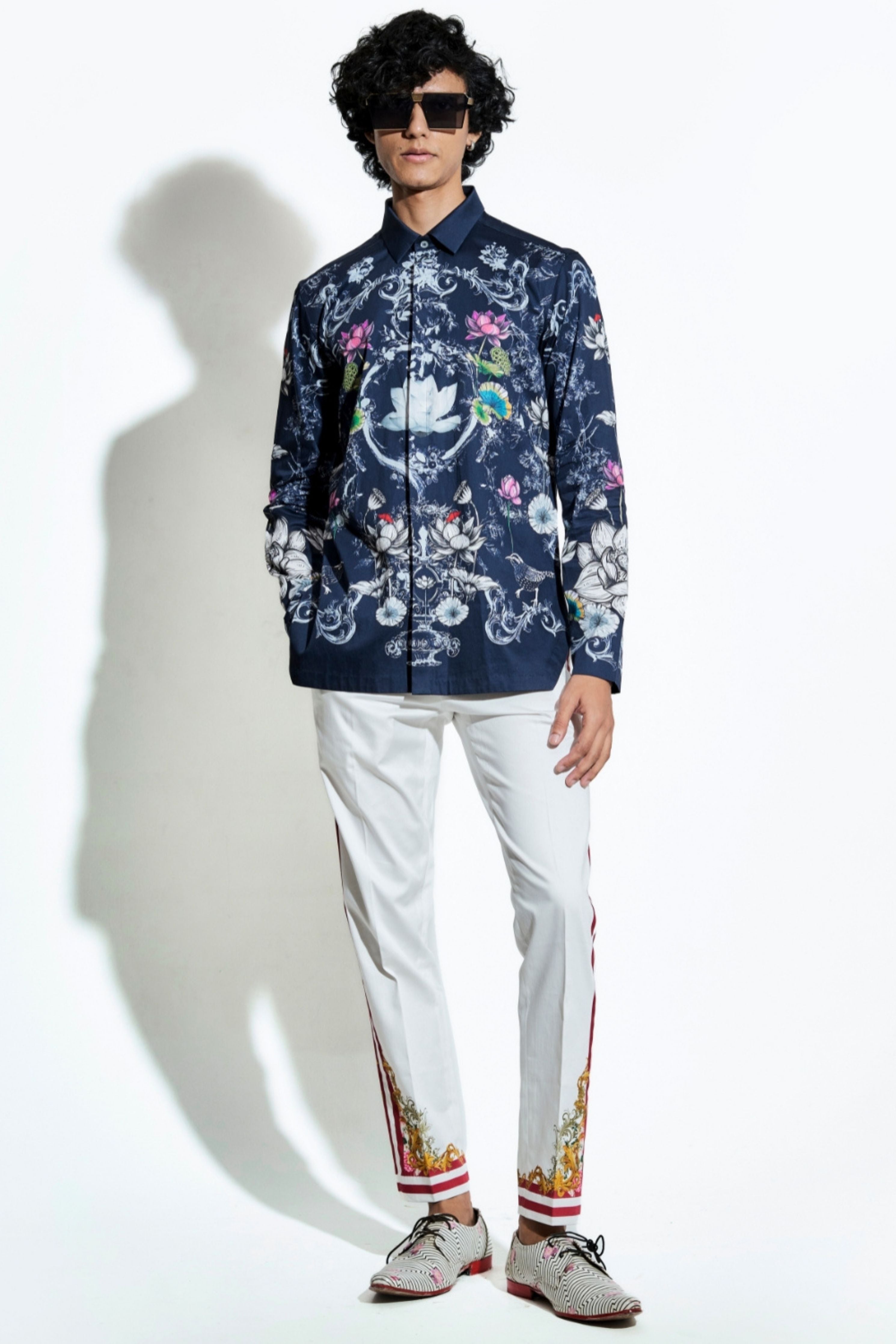Navy Bloom Engineered Printed Shirt