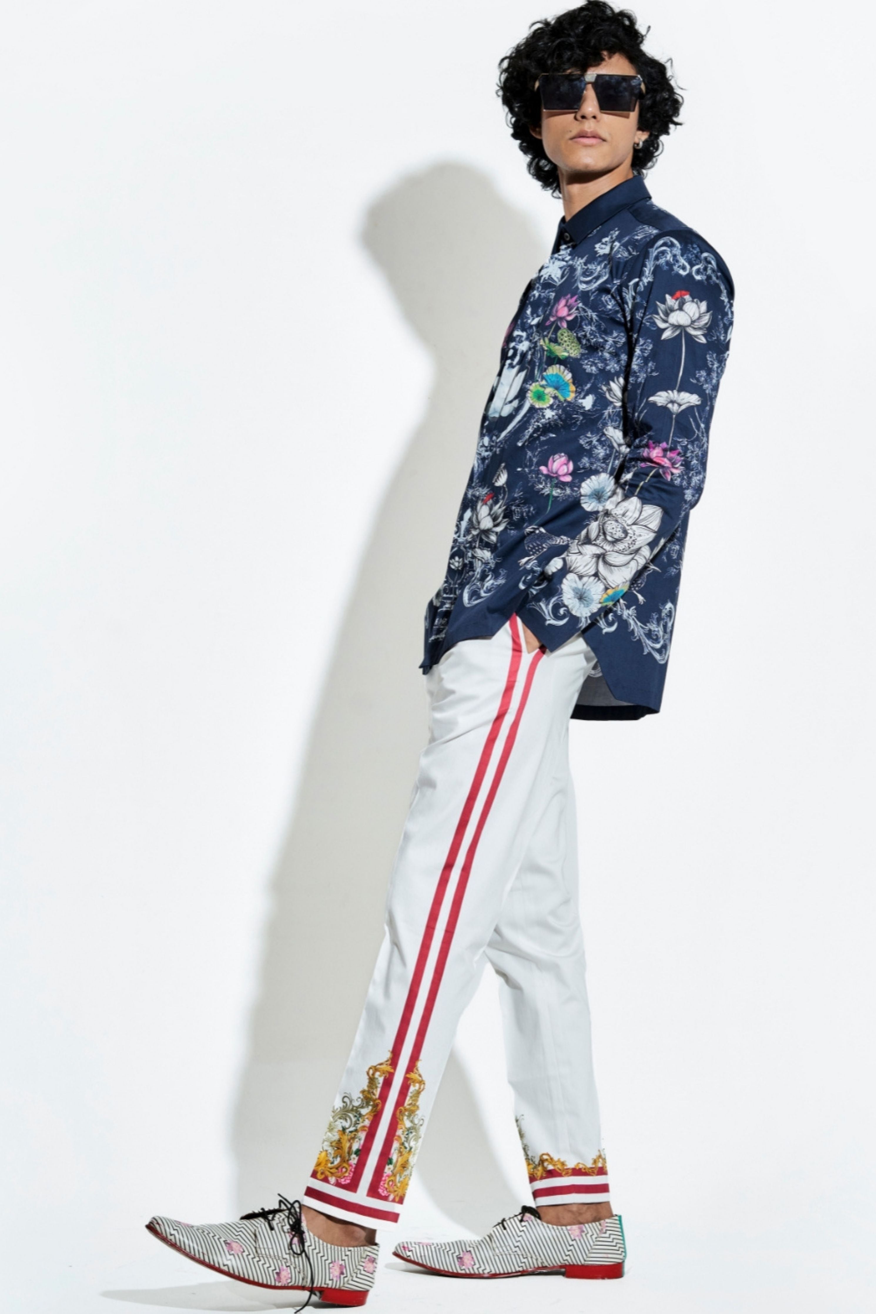 Navy Bloom Engineered Printed Shirt