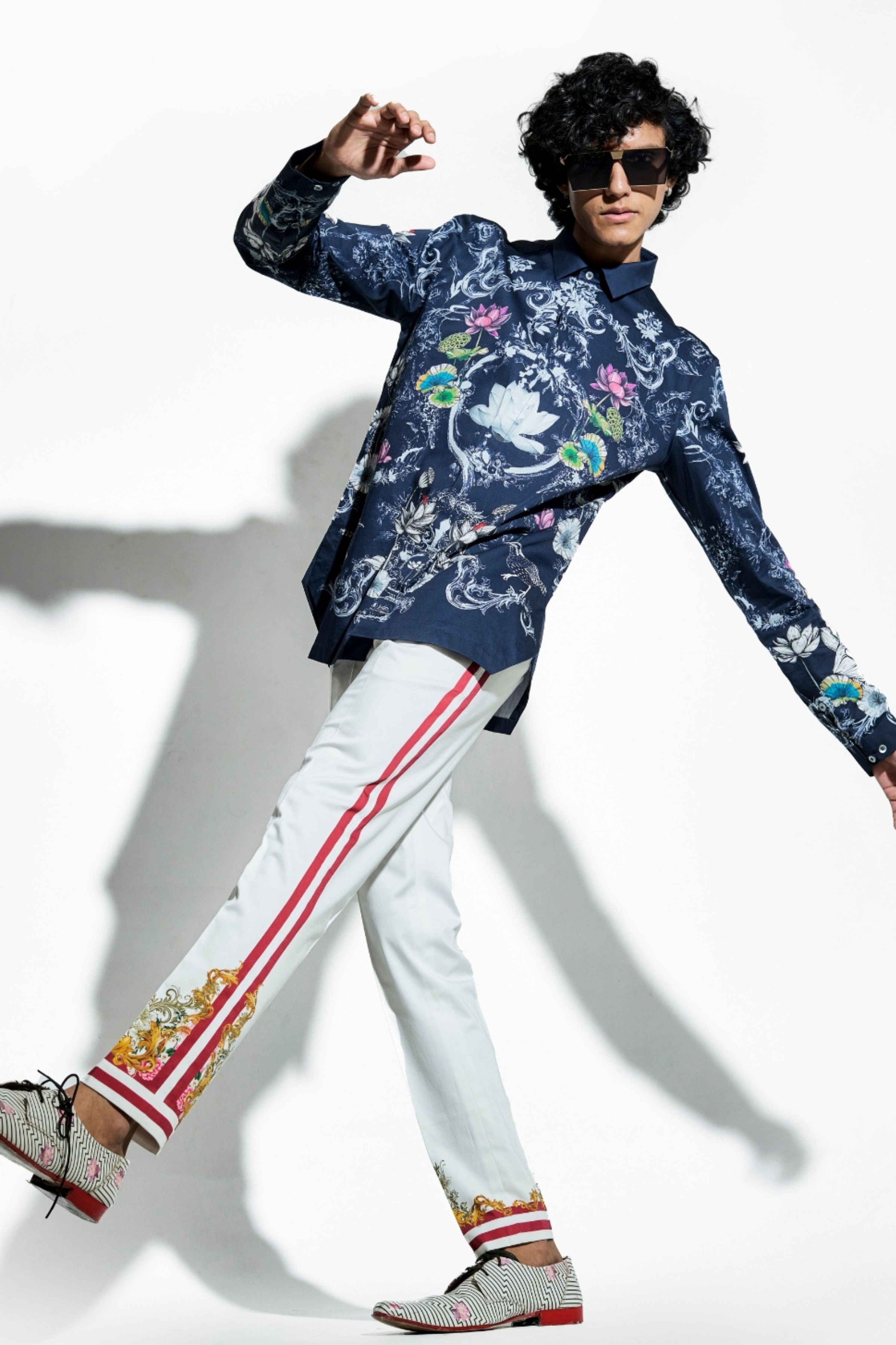 Navy Bloom Engineered Printed Shirt