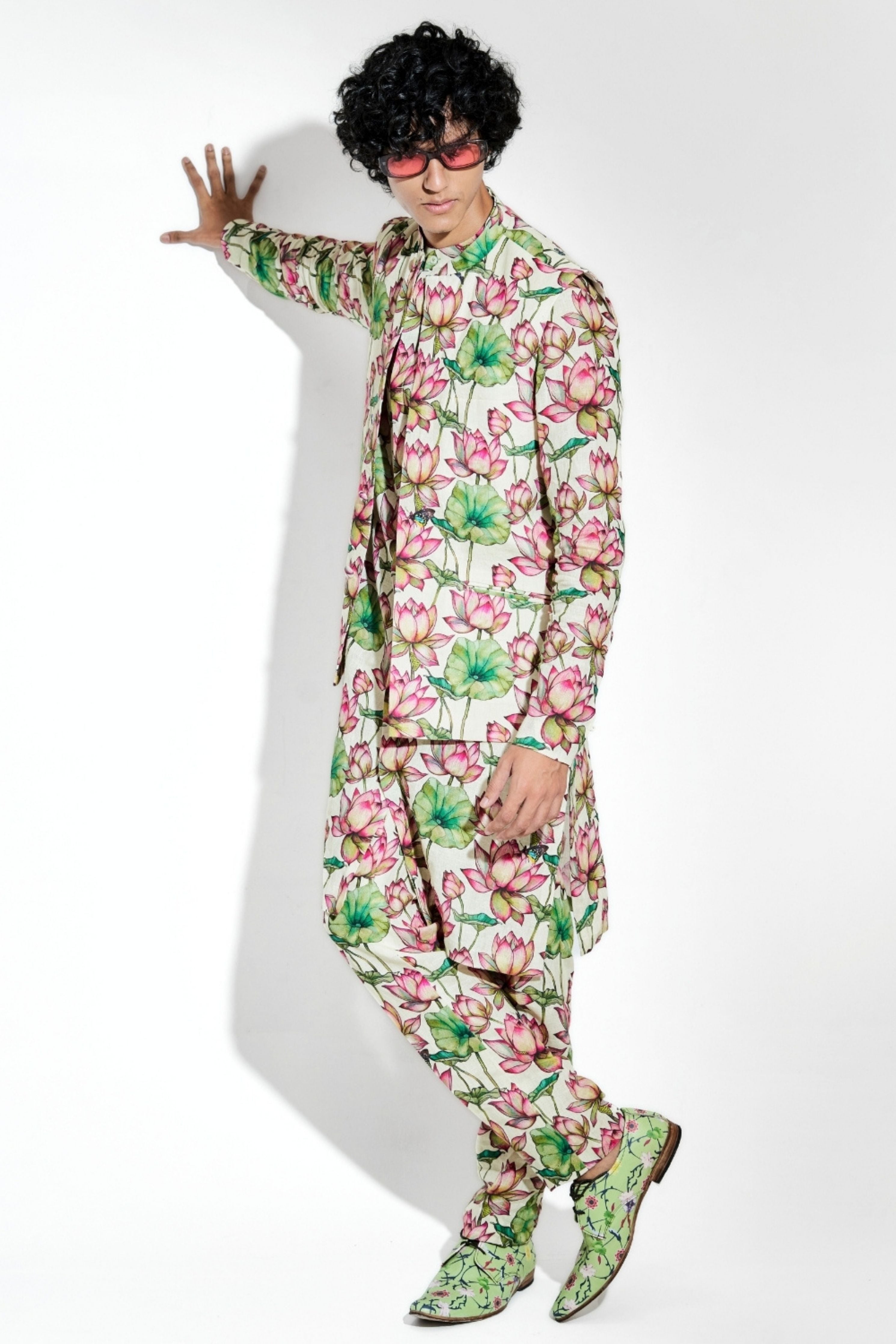 Zambak Printed Linen Bundi