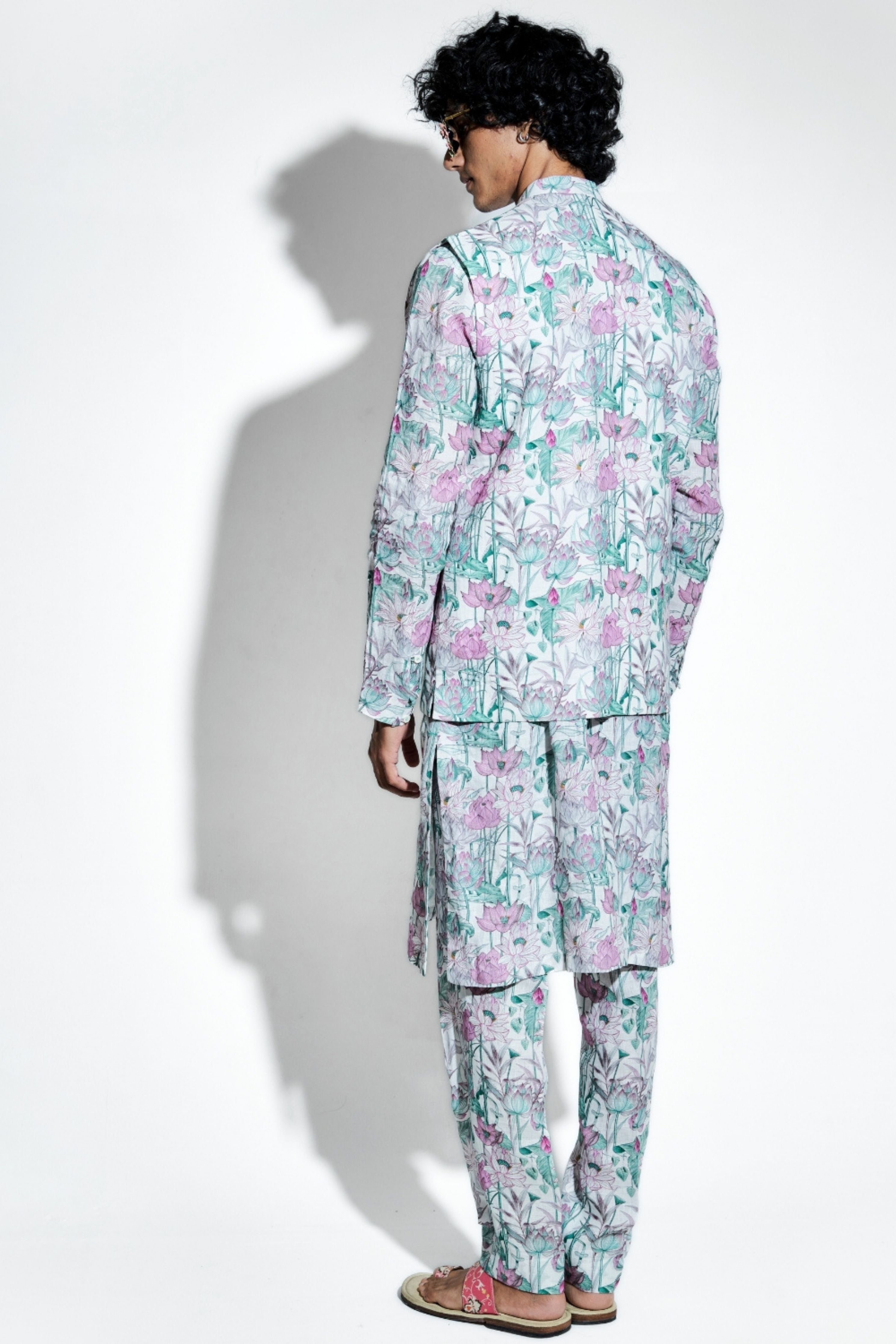 Keshava Lotus Printed Linen Bundi