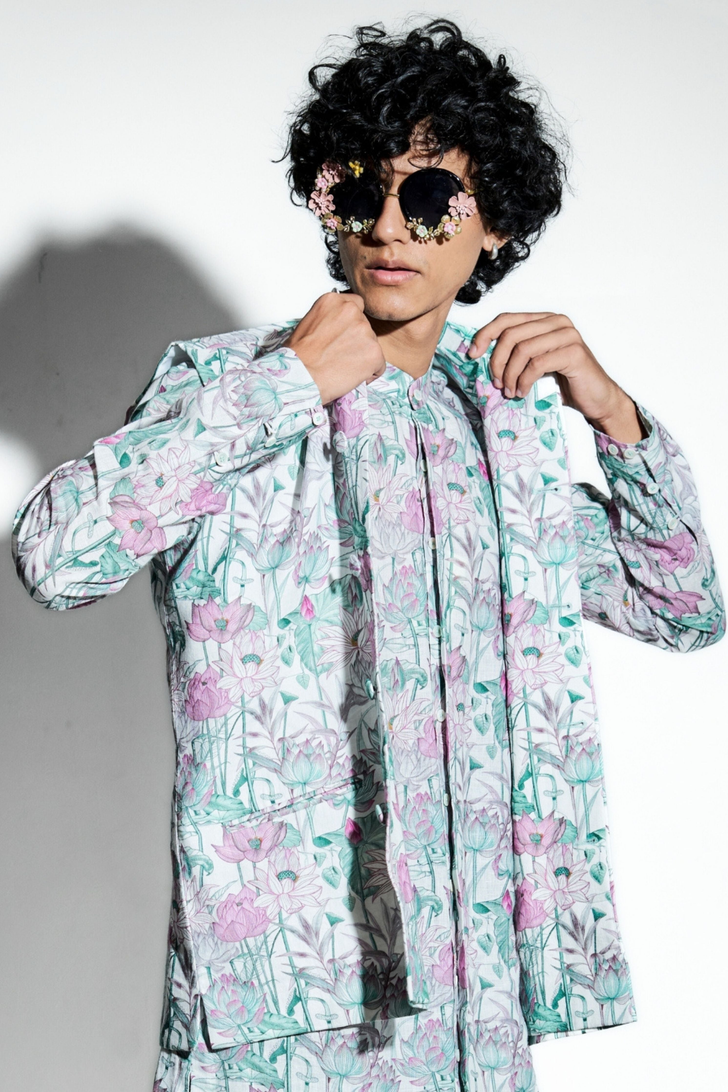 Keshava Lotus Printed Linen Bundi