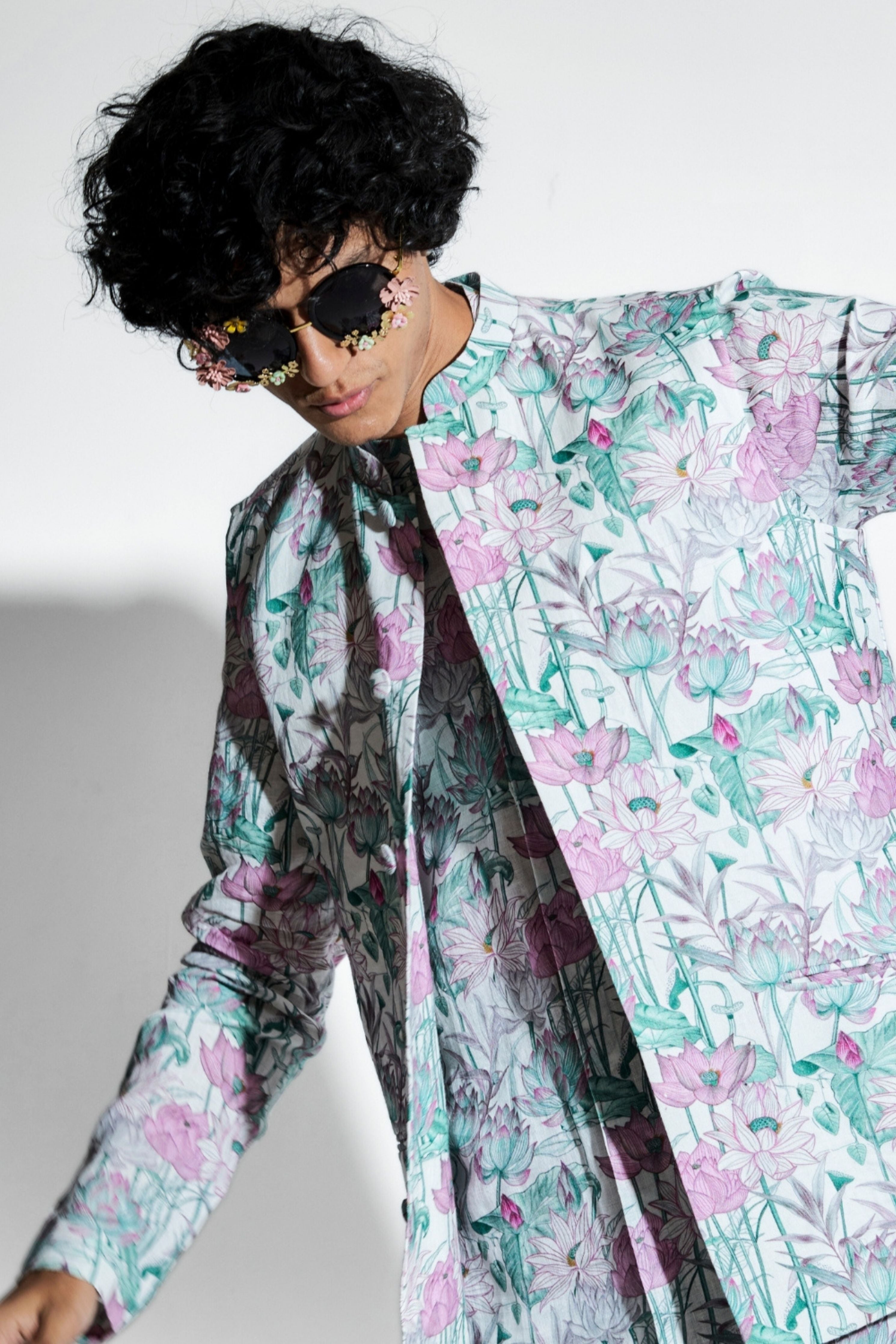 Keshava Lotus Printed Linen Bundi