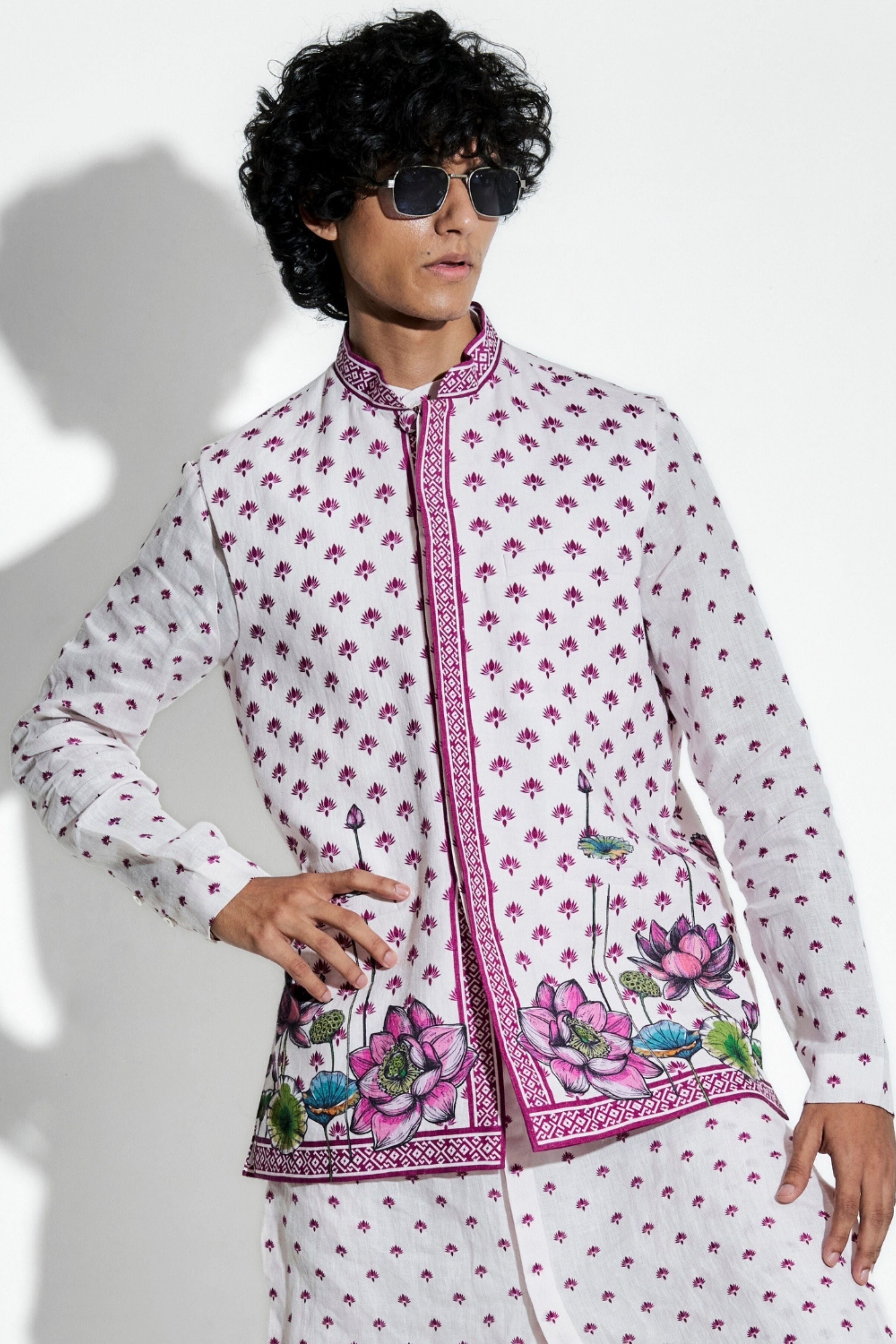 Pink Lotus Linen Bundi