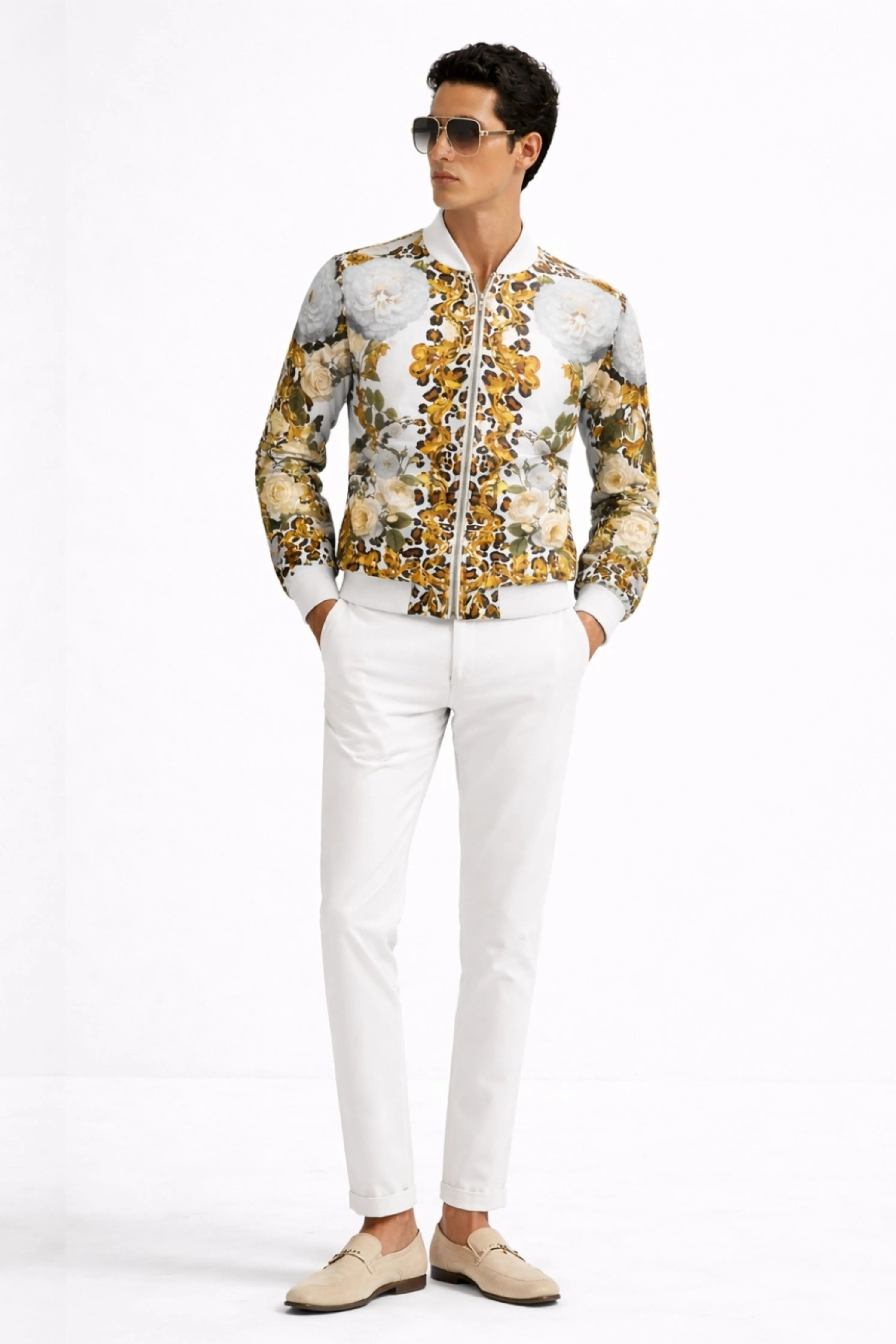 Jeffery Engineered Printed Bomber Jacket