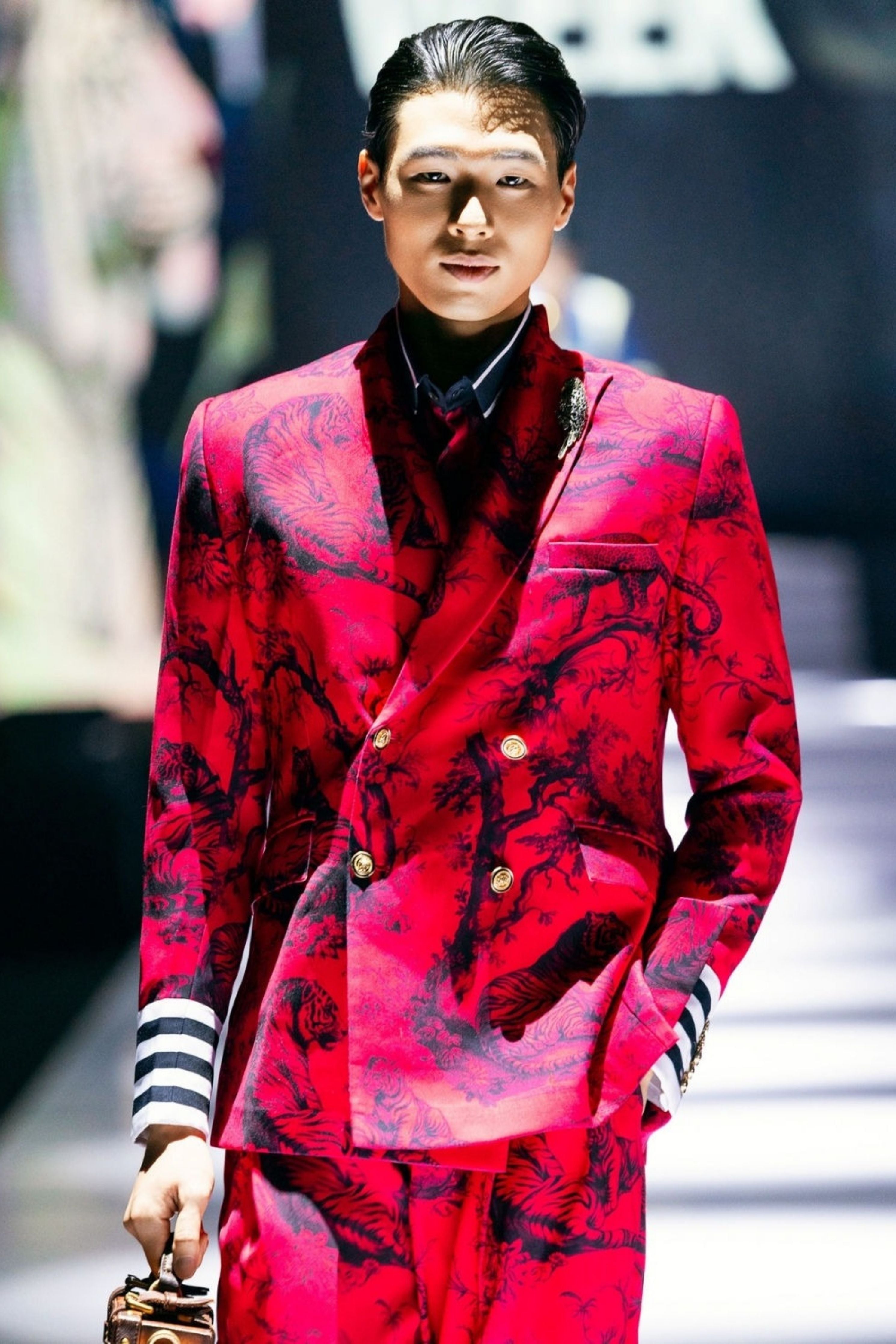 Juoy Red Double Breasted Printed Blazer