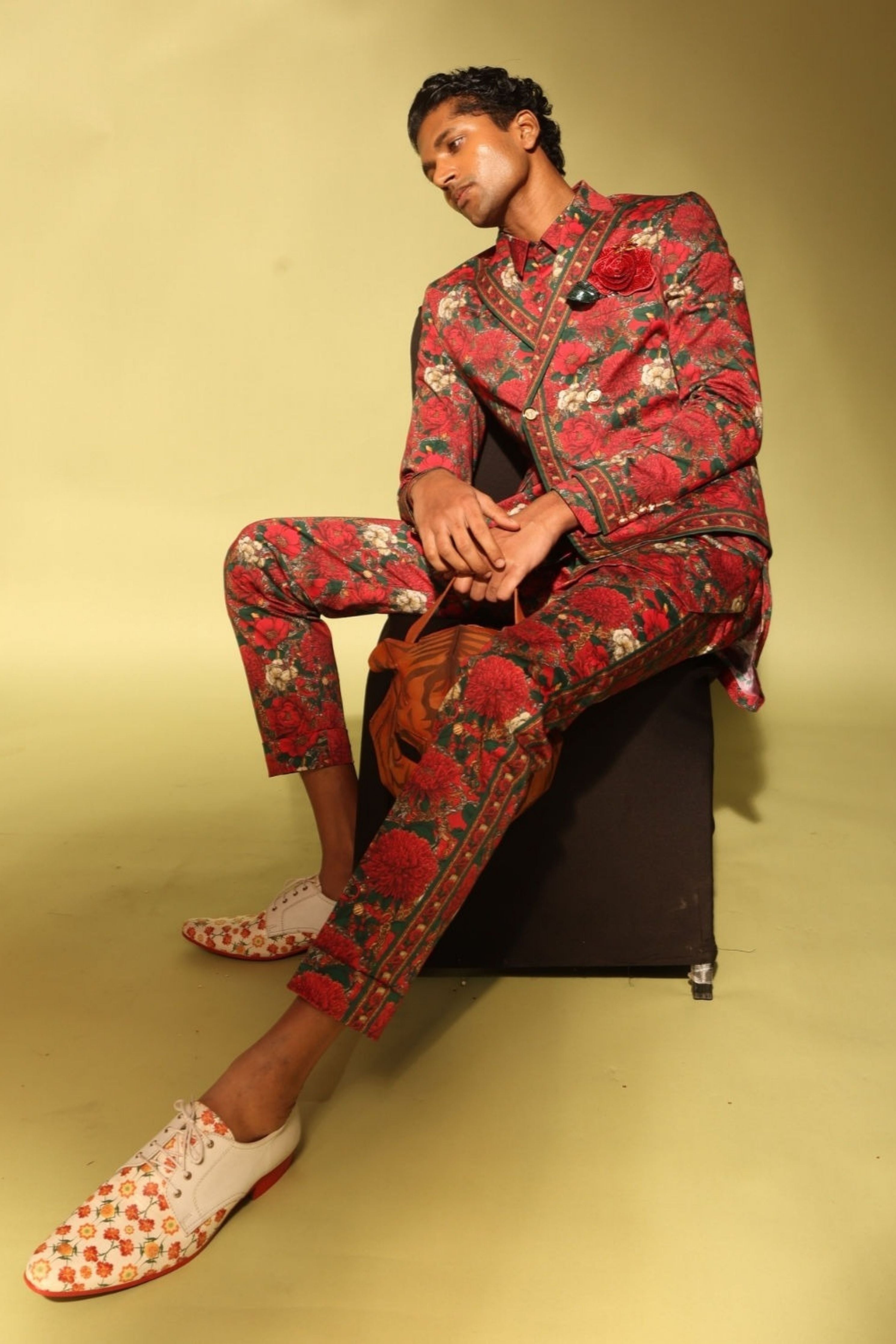 Roman Double Breasted Printed Blazer