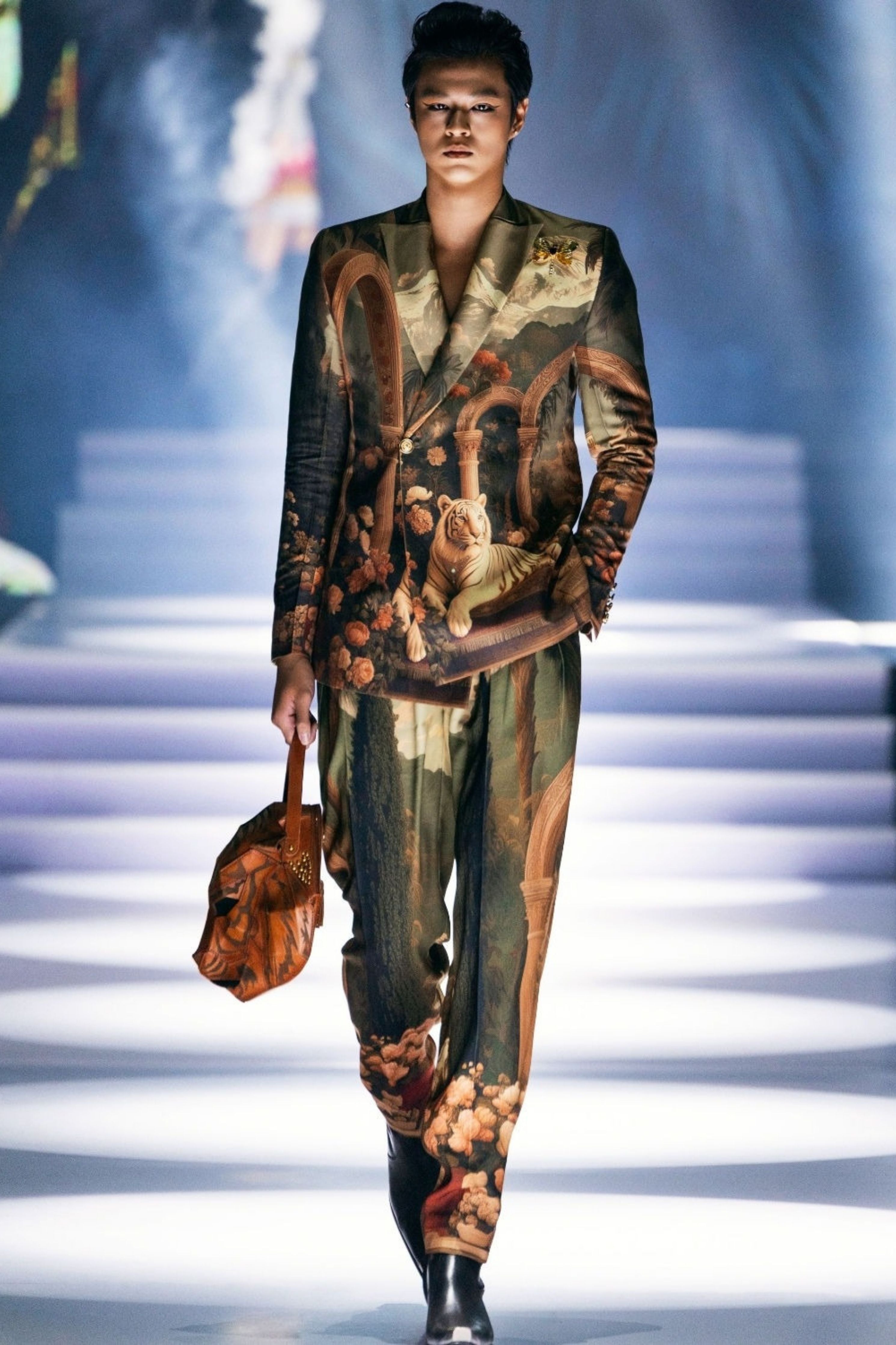 Doric Double Breasted Printed Suit