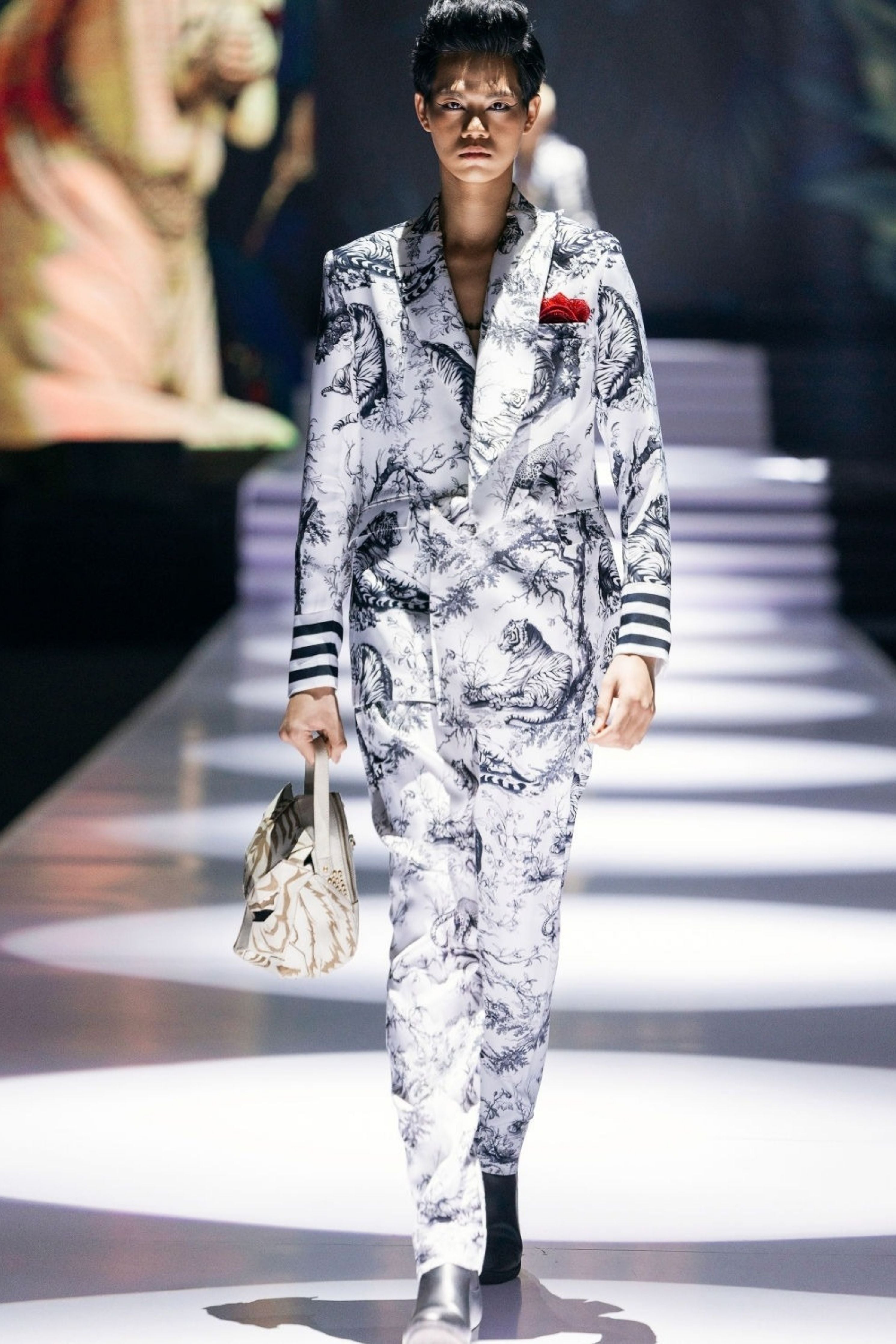 Daryl White Double Breasted Printed Blazer