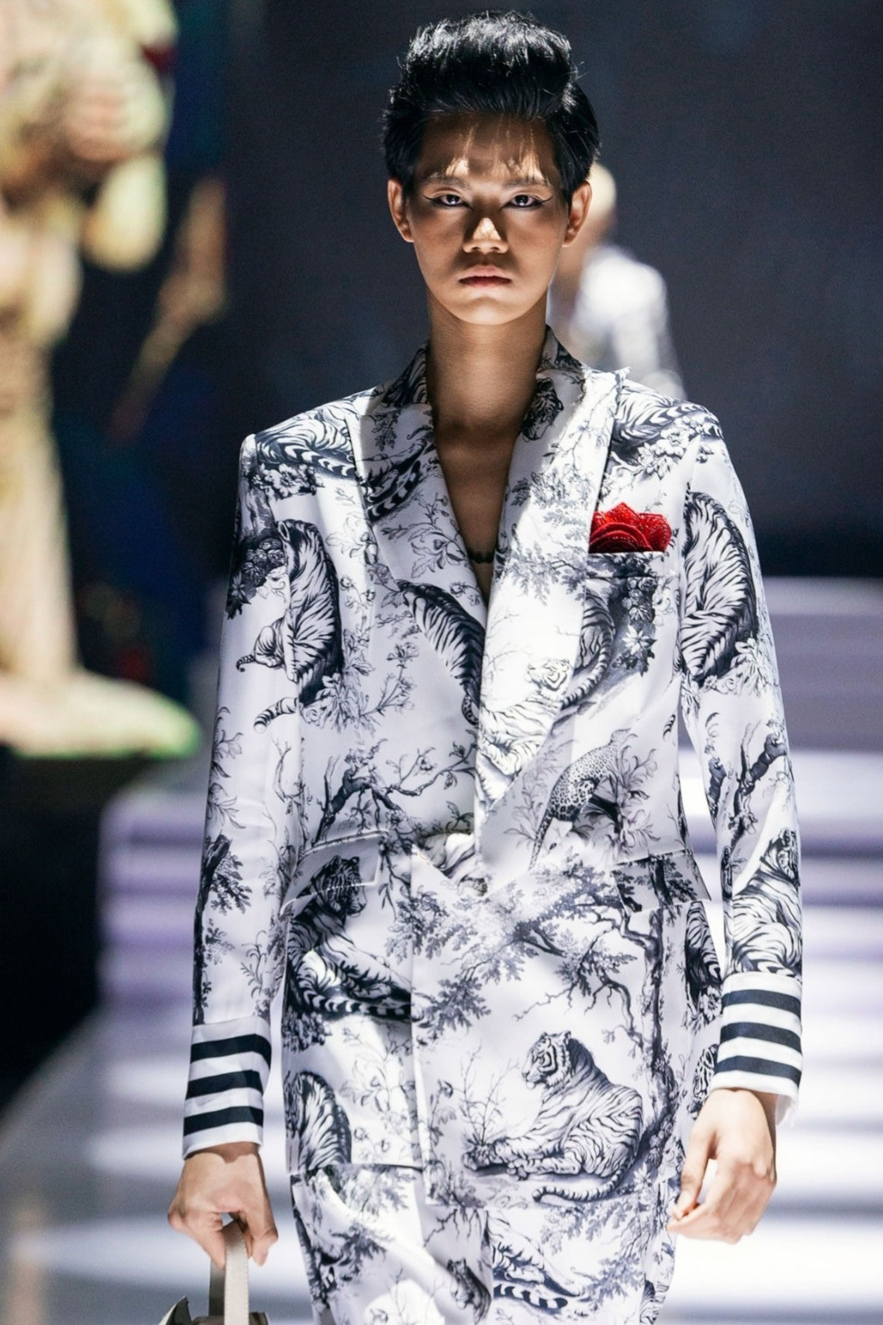 Daryl White Double Breasted Printed Blazer