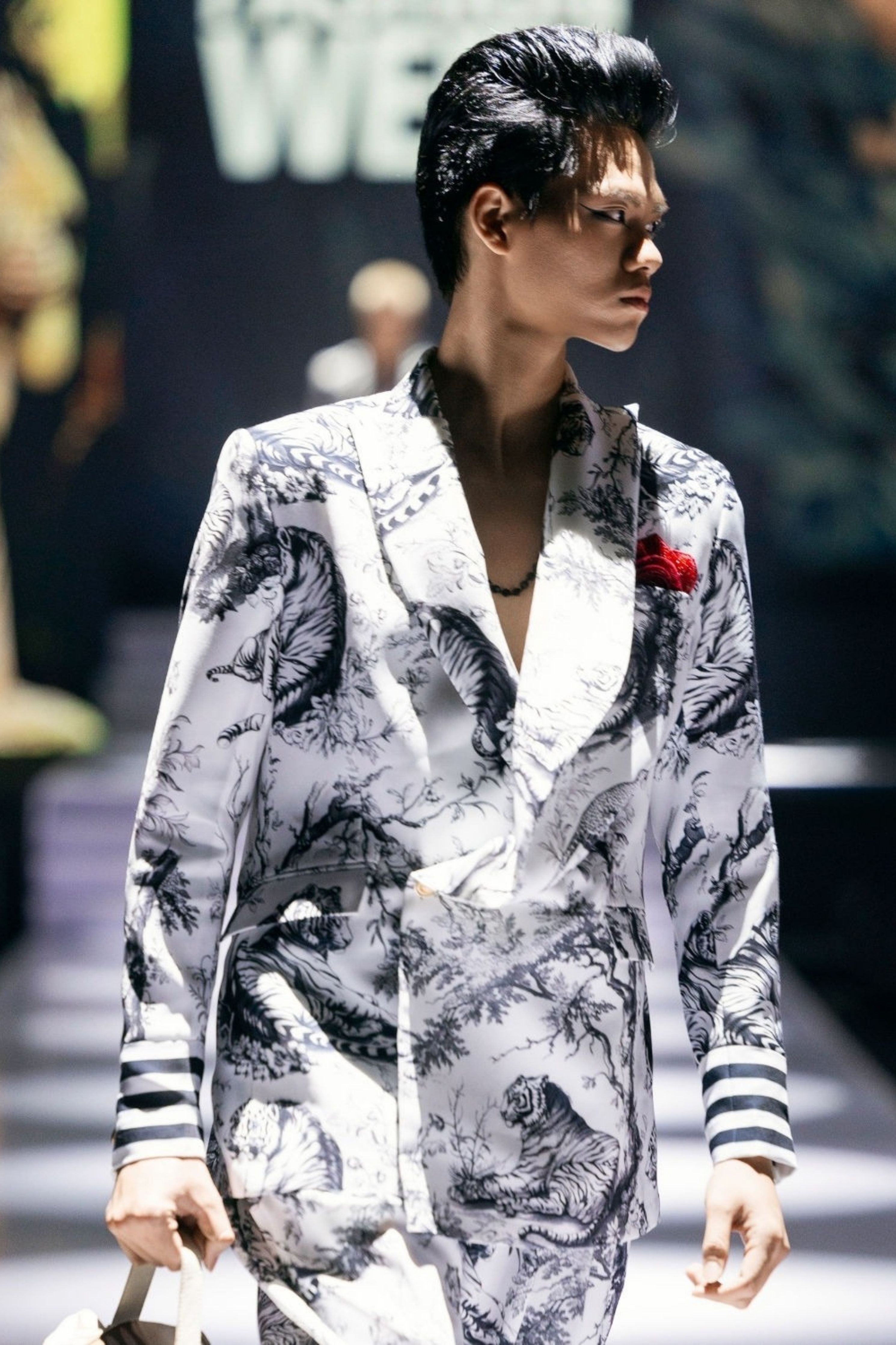 Daryl White Double Breasted Printed Suit