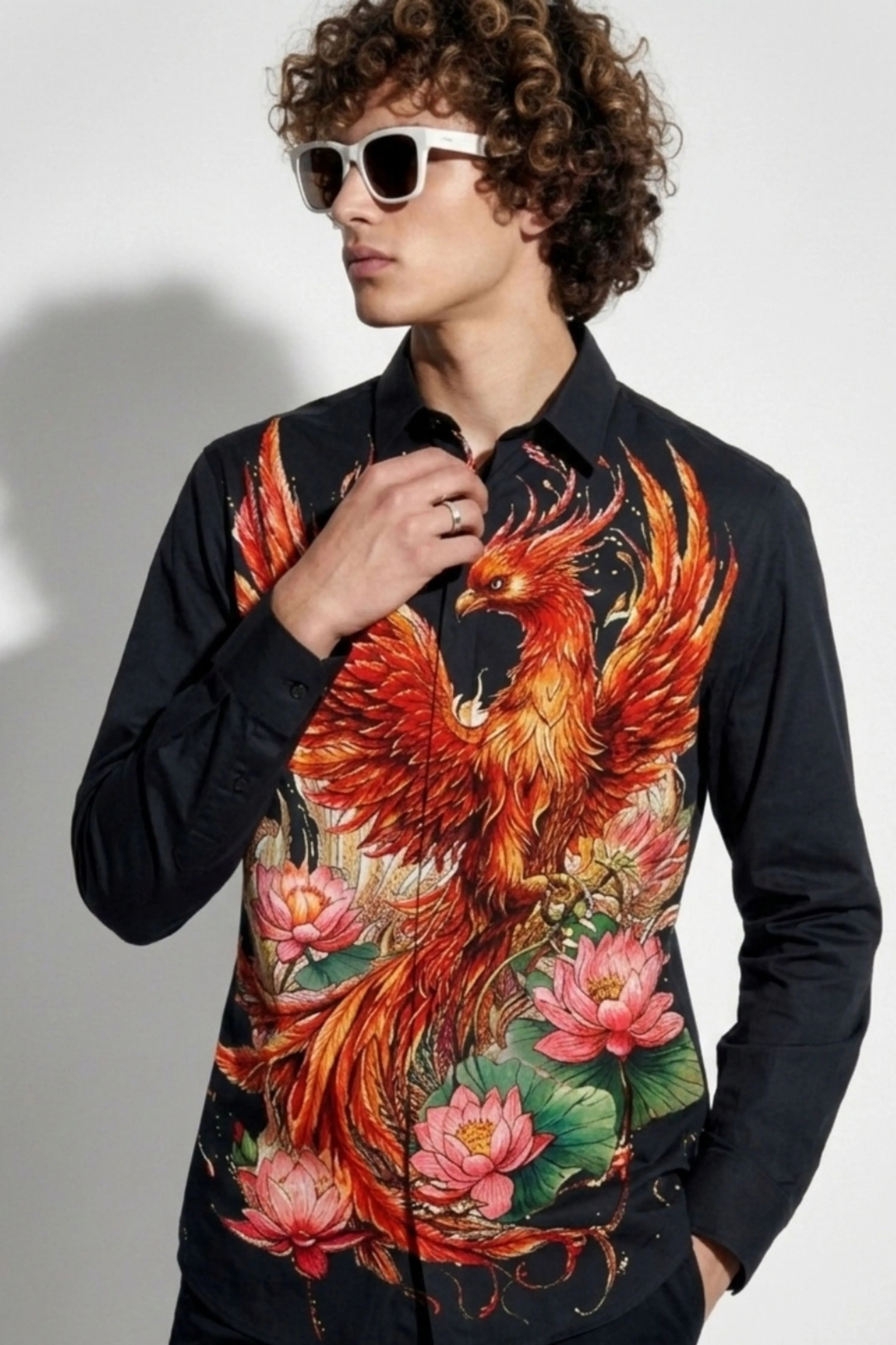 Falcon Black Engineered Printed Shirt