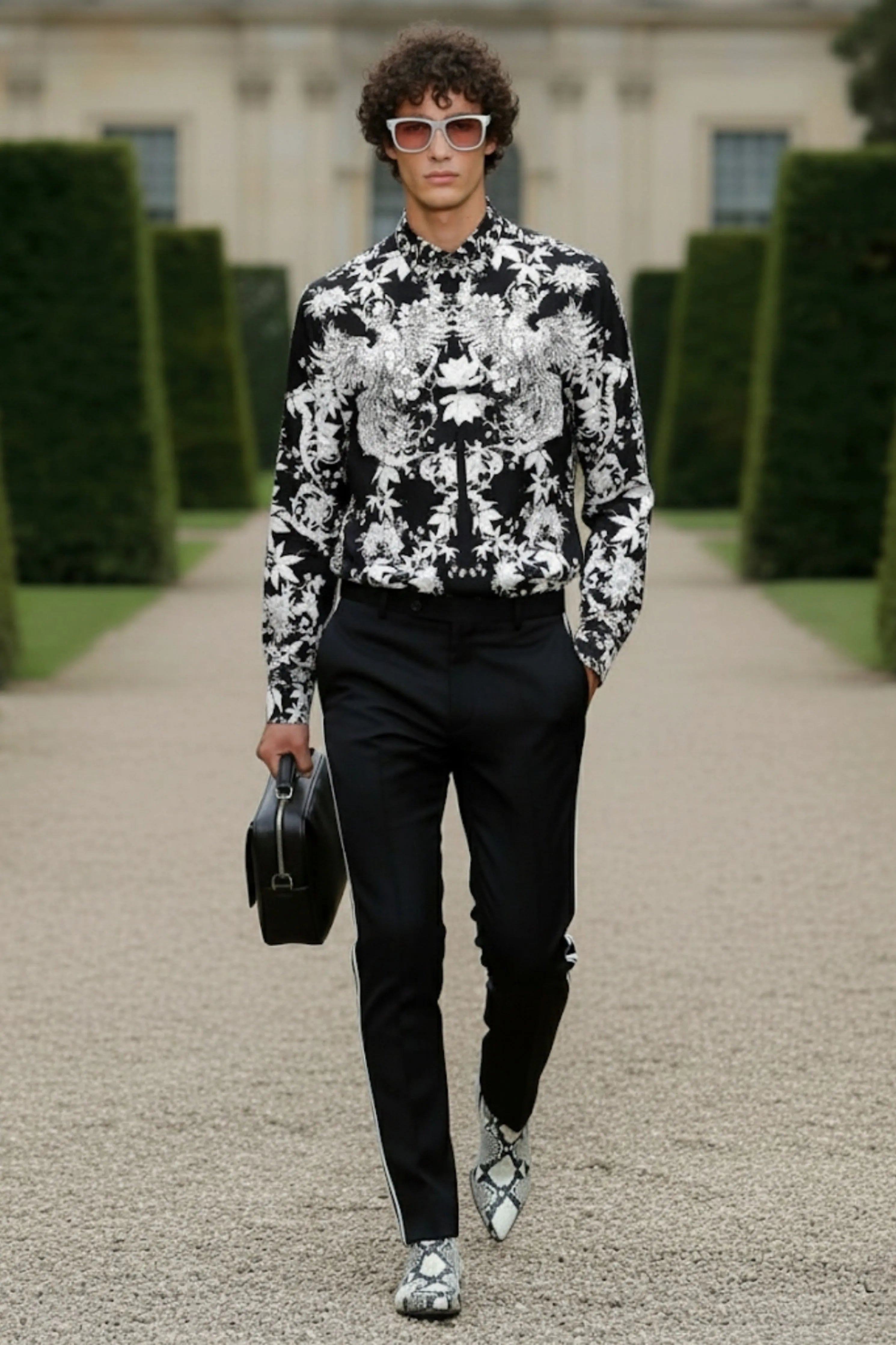 Fawkes Black Engineered Printed Shirt