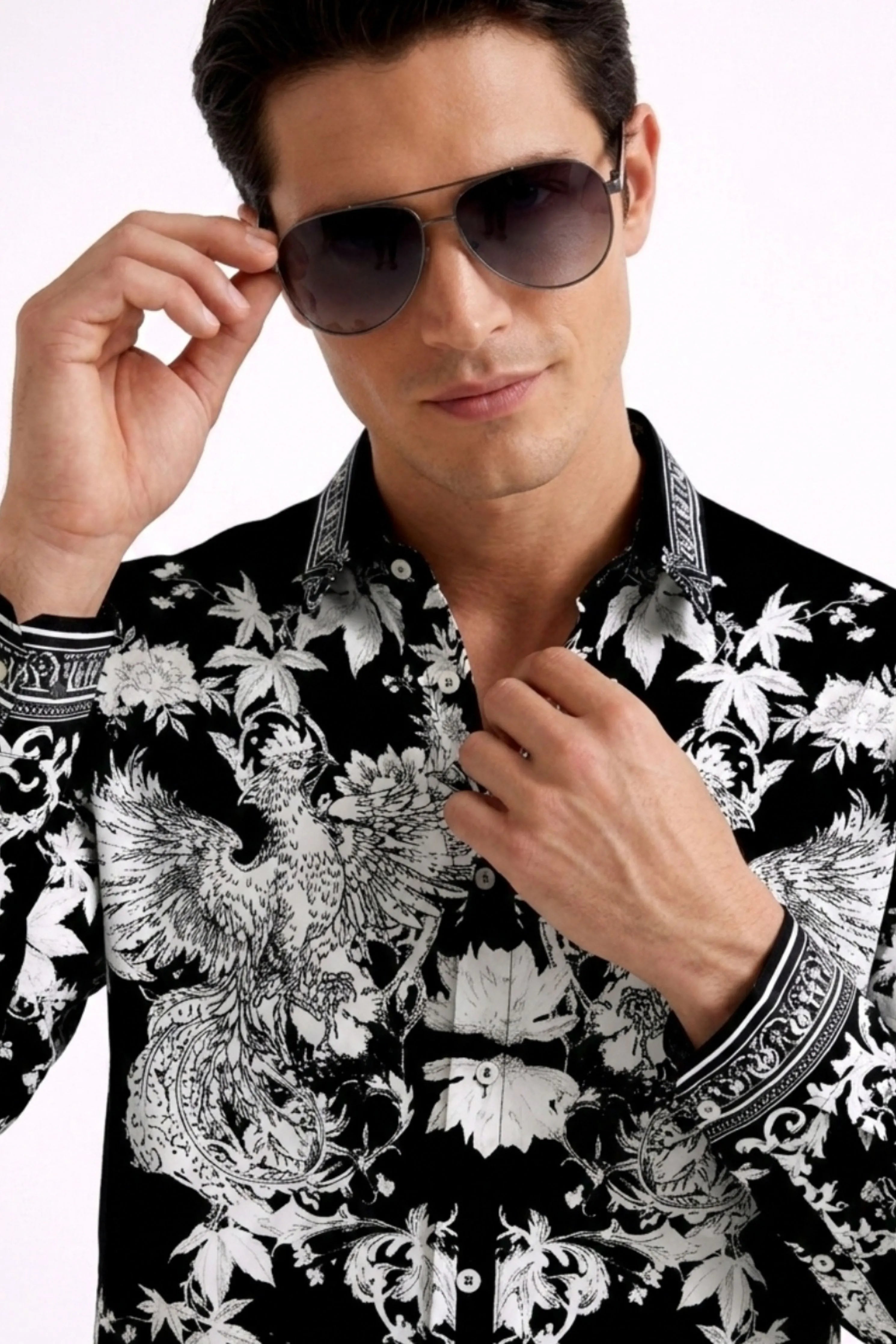 Fawkes Black Engineered Printed Shirt