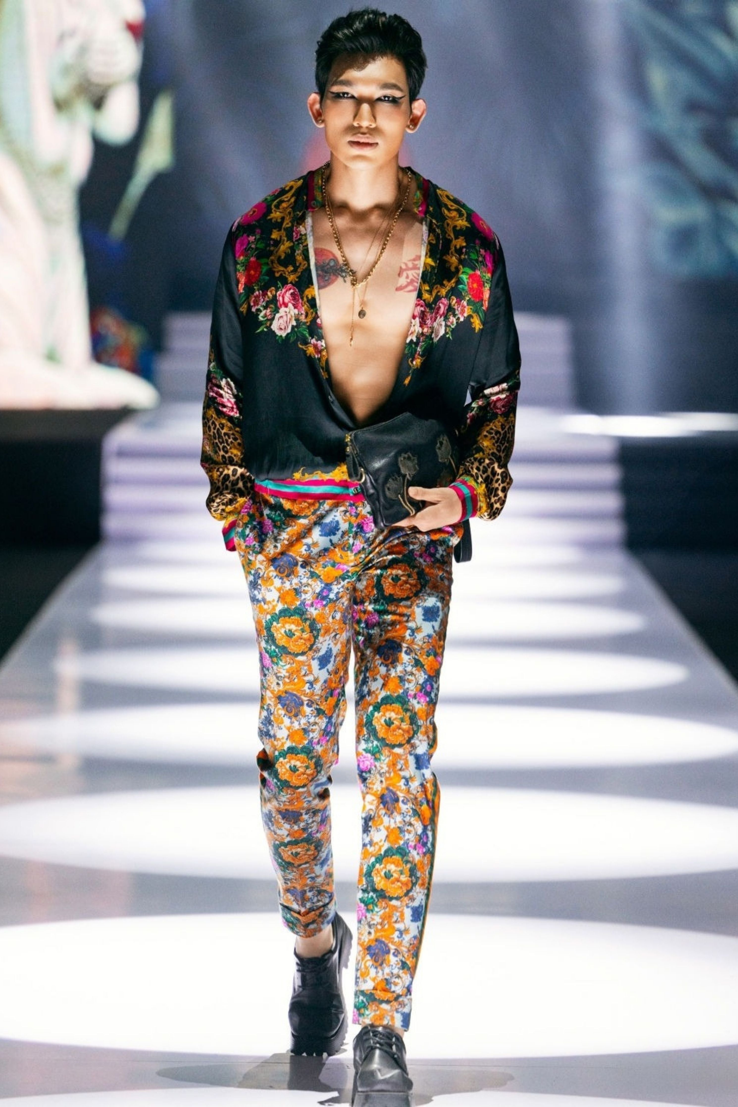 Samrat Black Engineered Printed Shirt