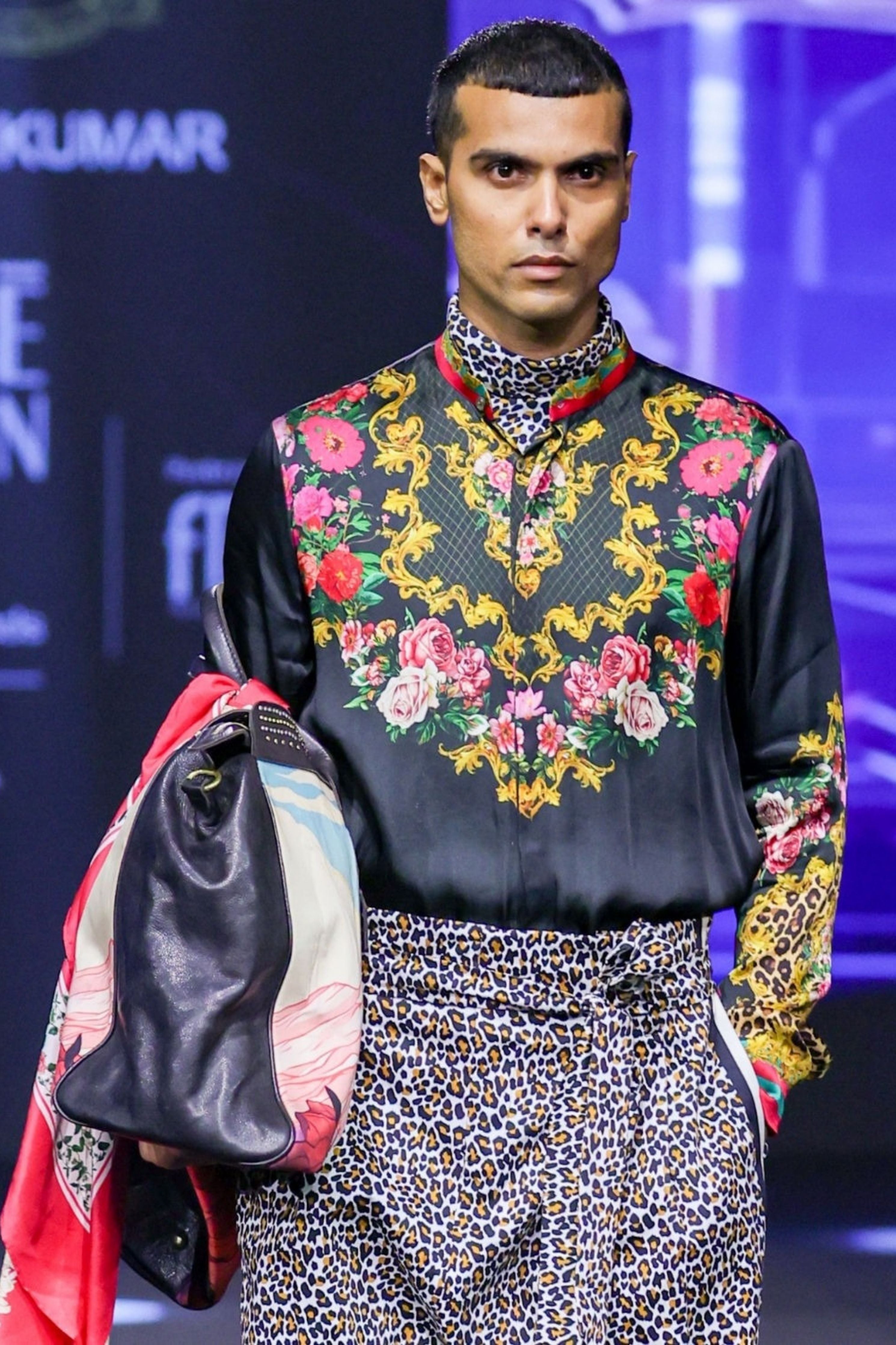 Samrat Black Engineered Printed Shirt