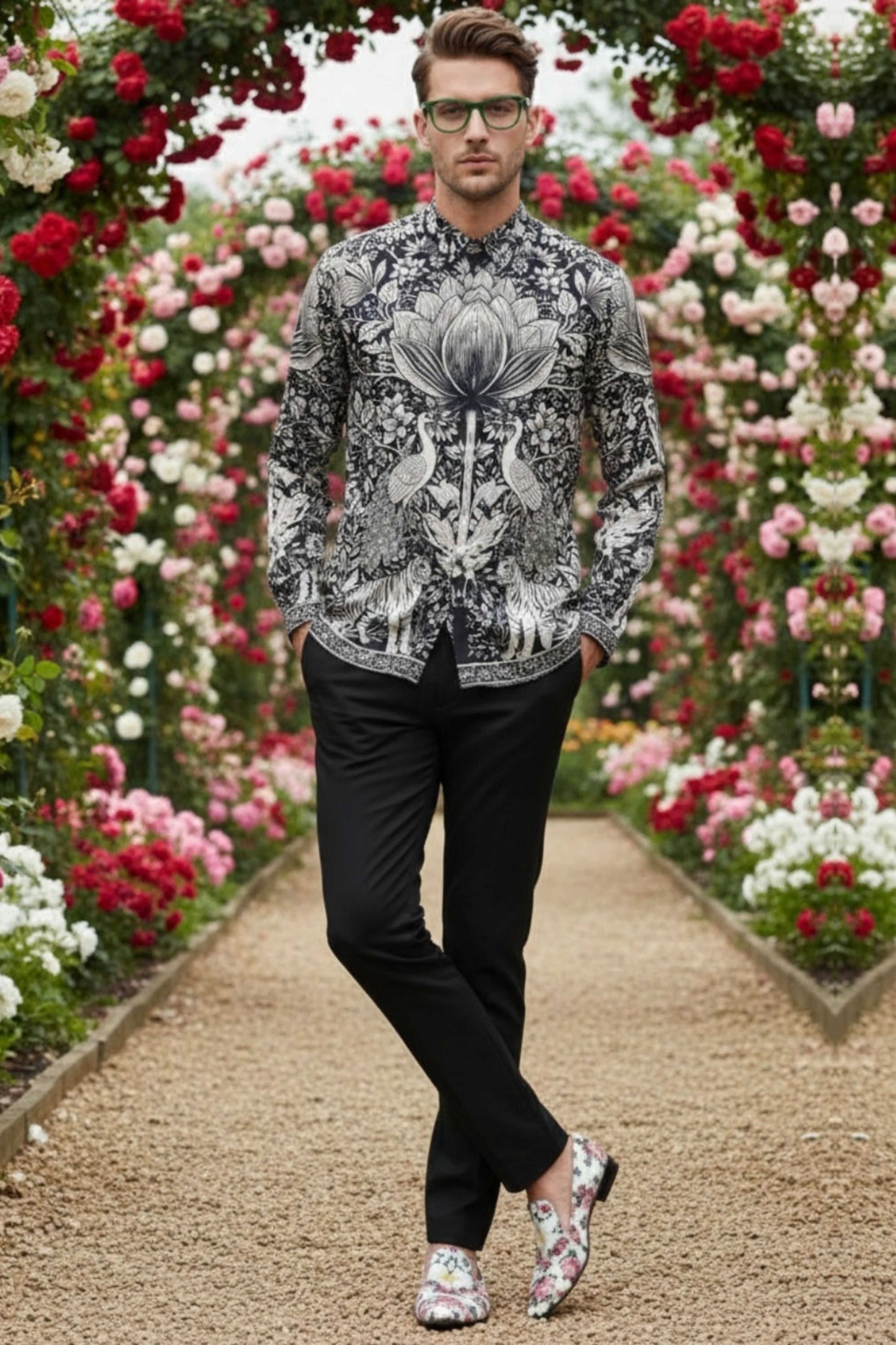 Phlick Black Engineered Printed Shirt