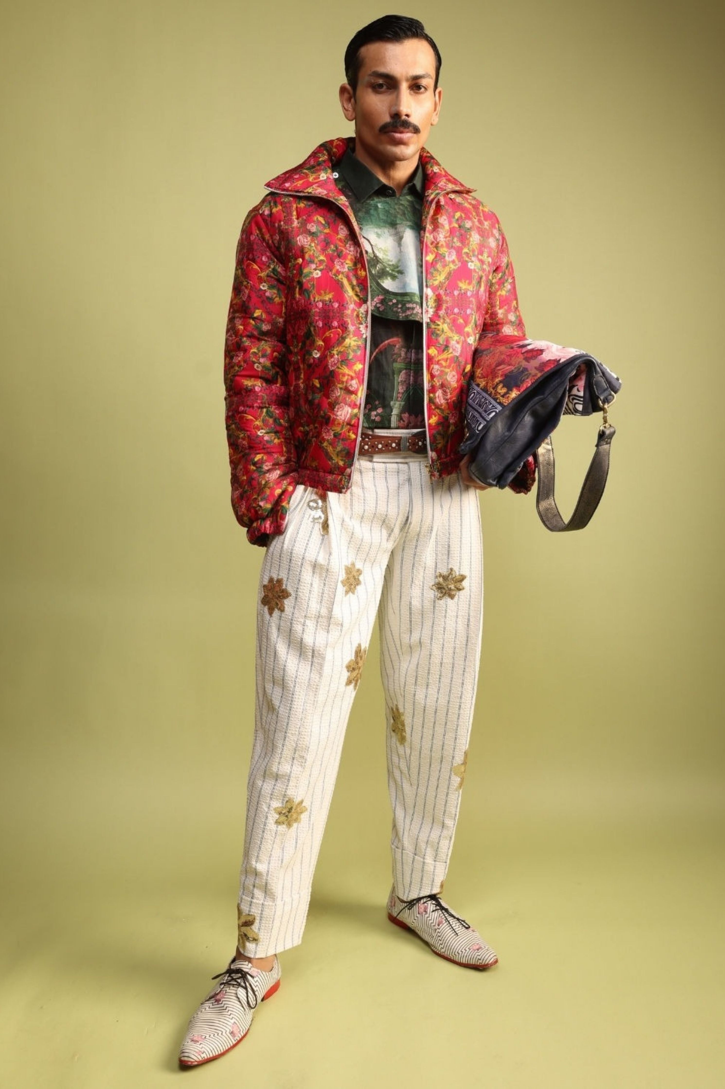 Mist Phoenix Embroidered Seersucker Pants