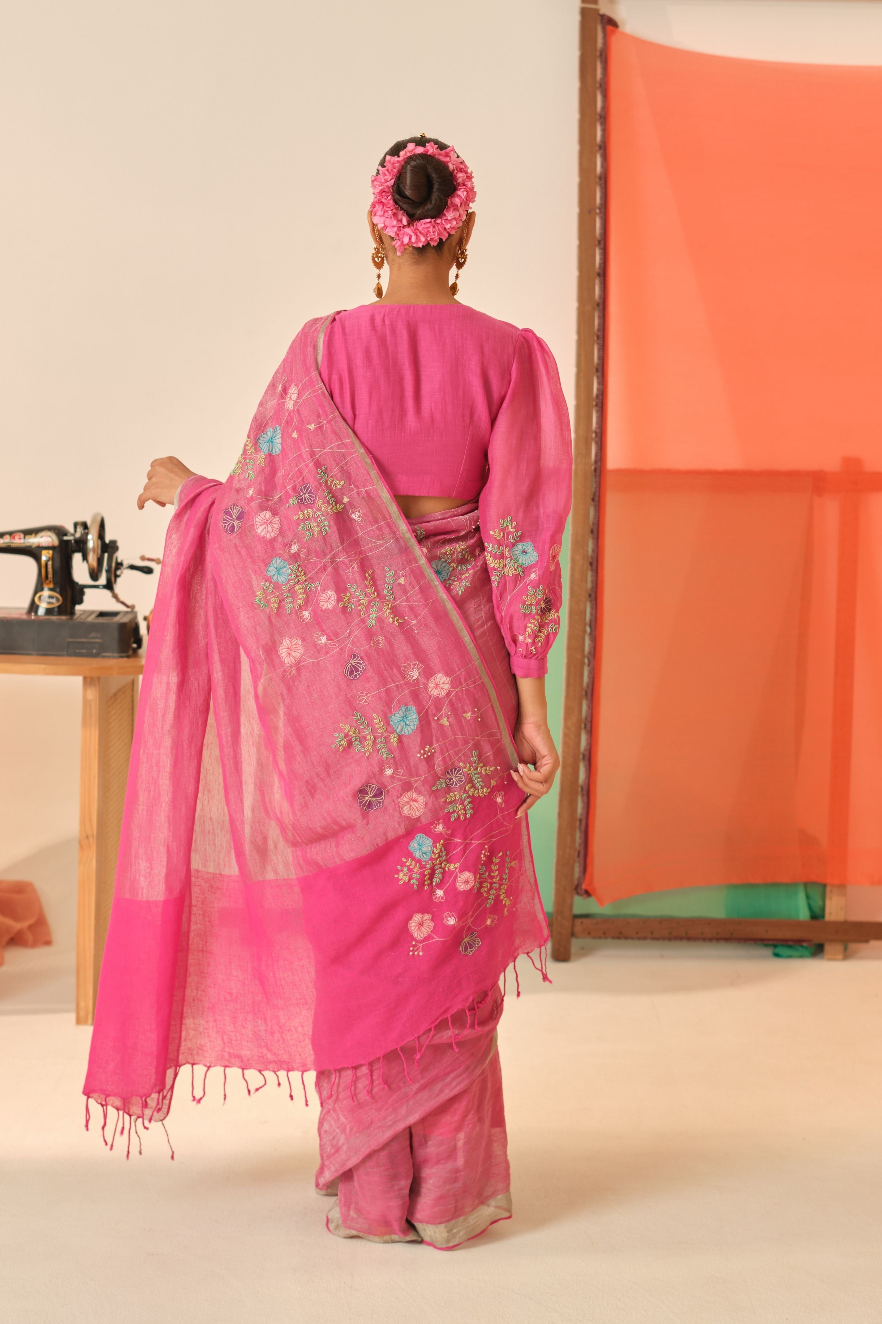 Alka Tissue Linen Sari