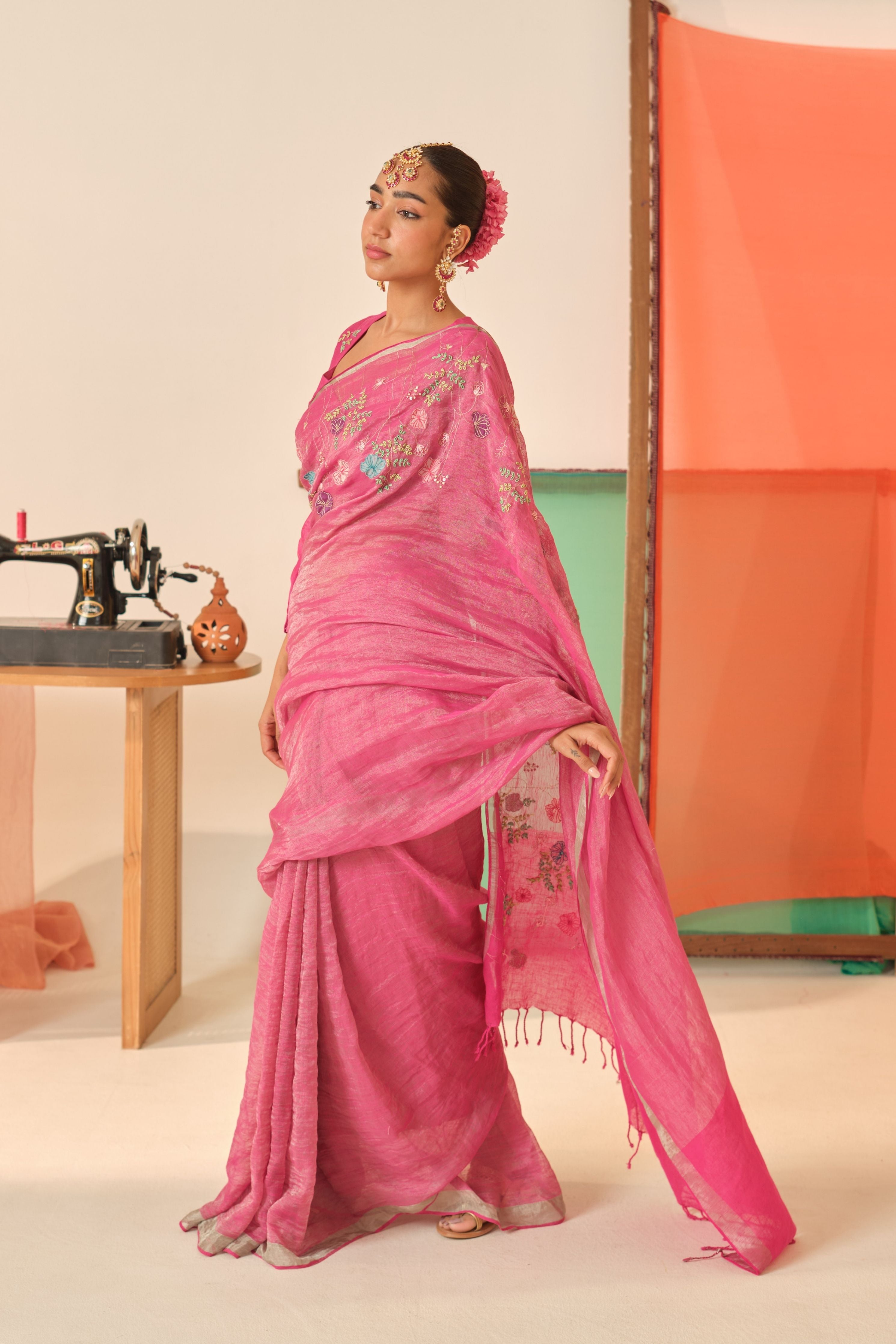 Alka Tissue Linen Sari