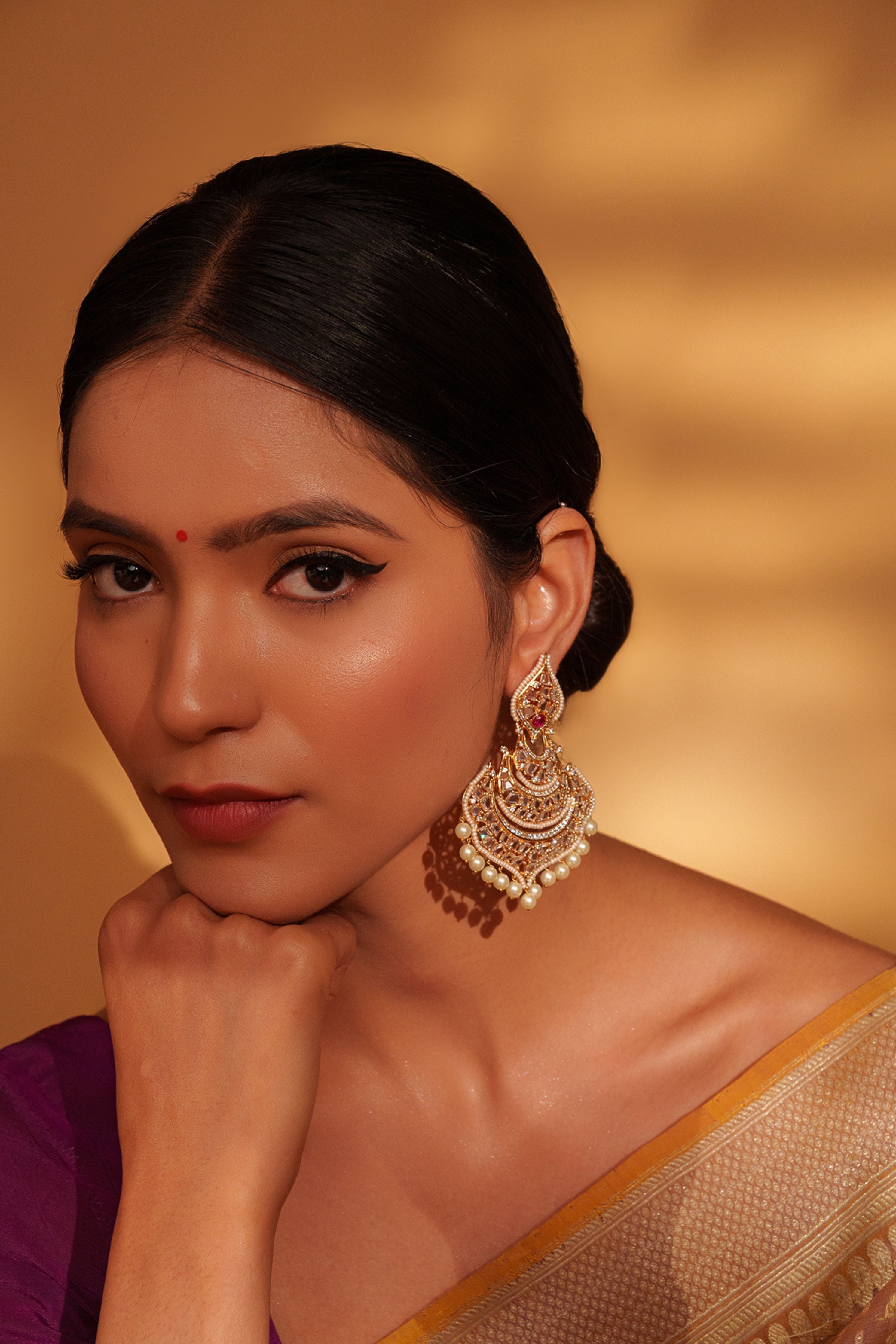 Aqua Elegant And Stylish Kundan Danglers