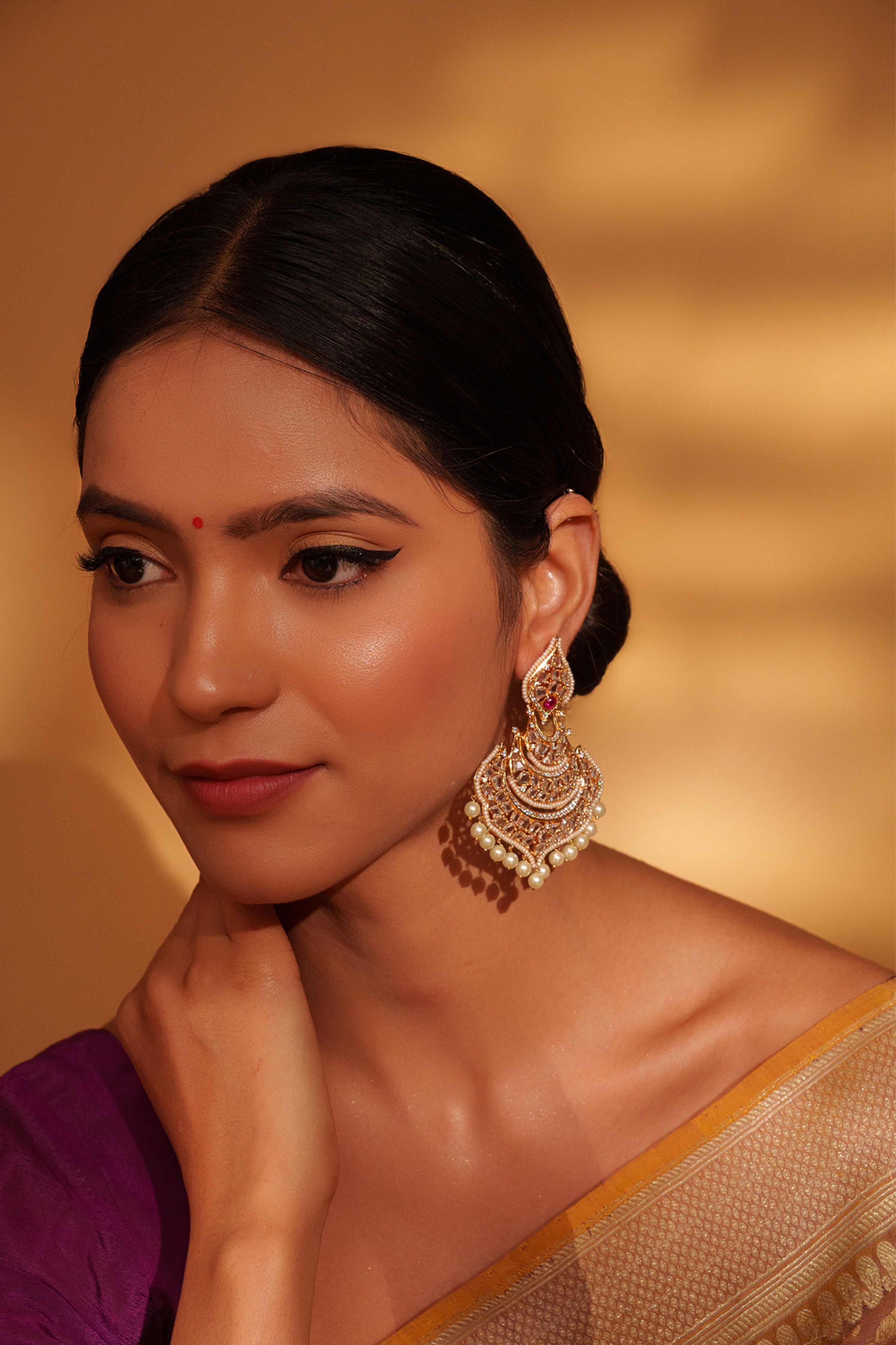 Aqua Elegant And Stylish Kundan Danglers