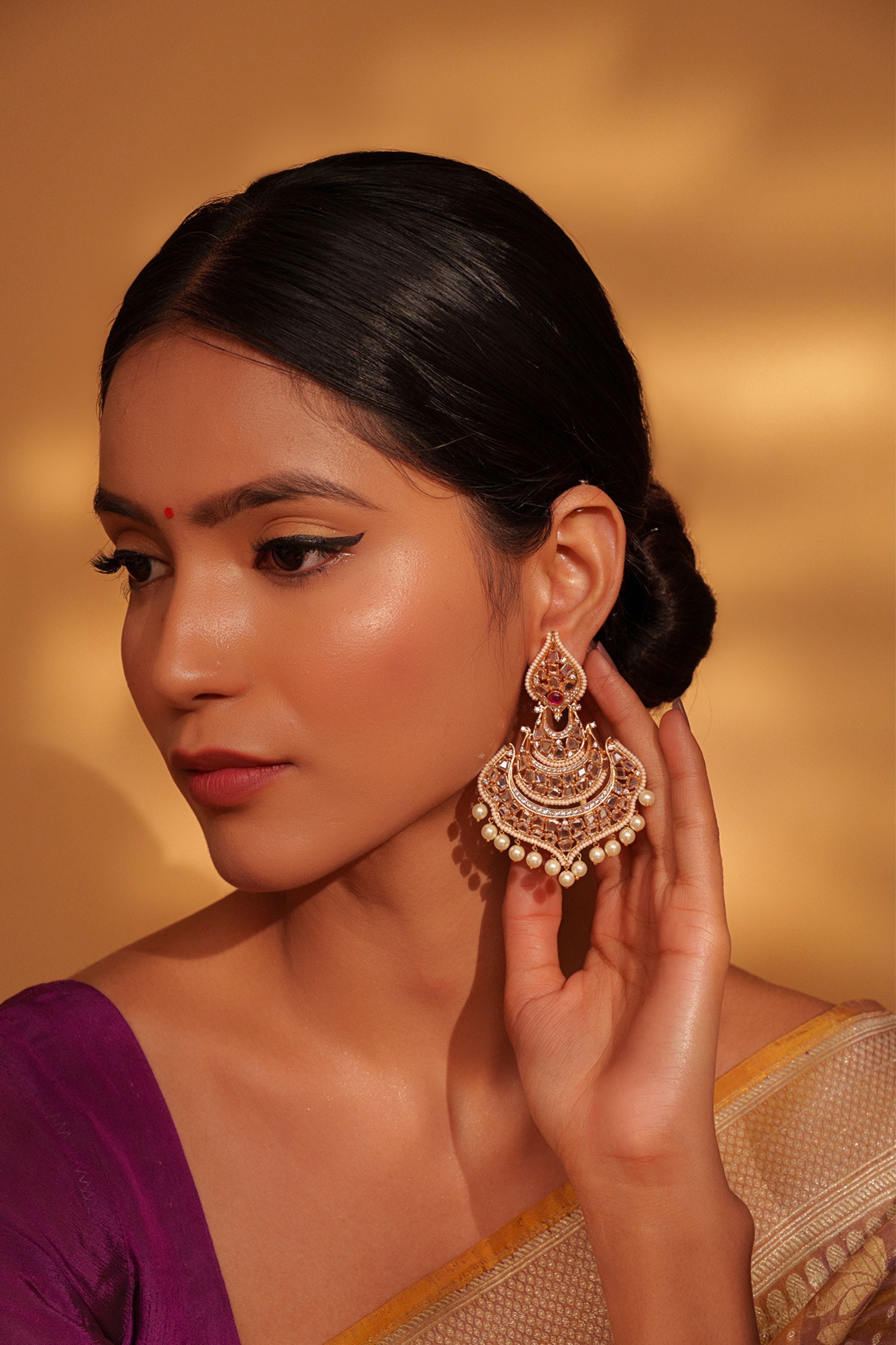 Aqua Elegant And Stylish Kundan Danglers