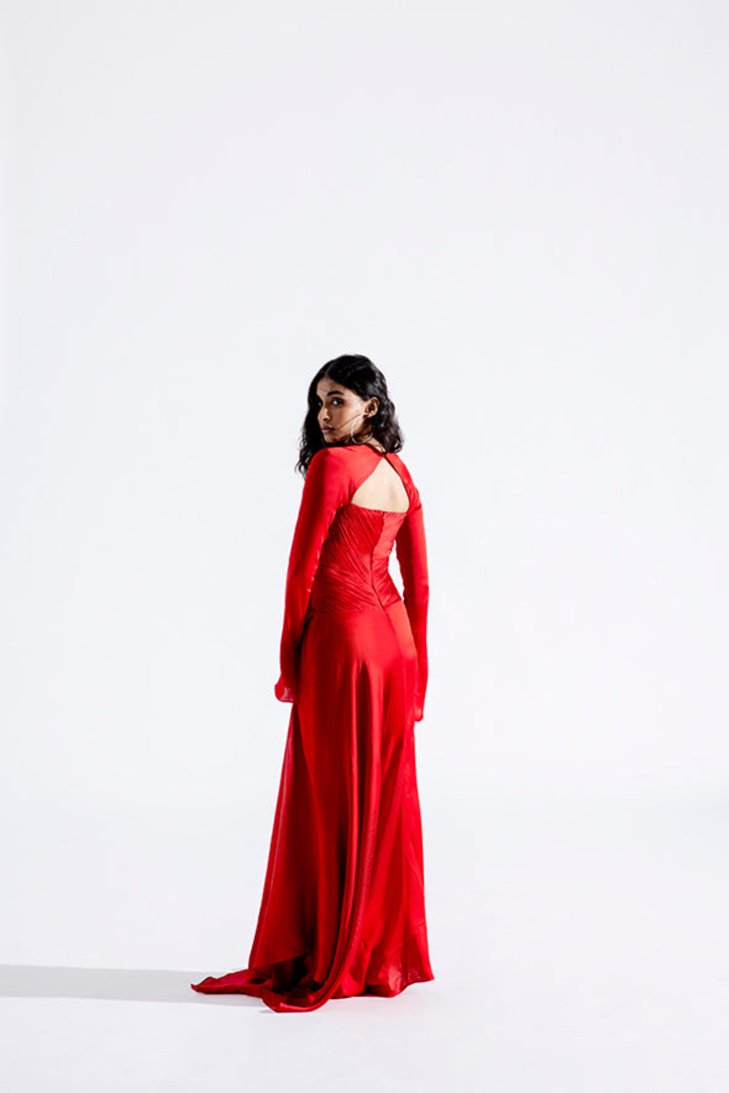 Grace Ruched Dress in Red