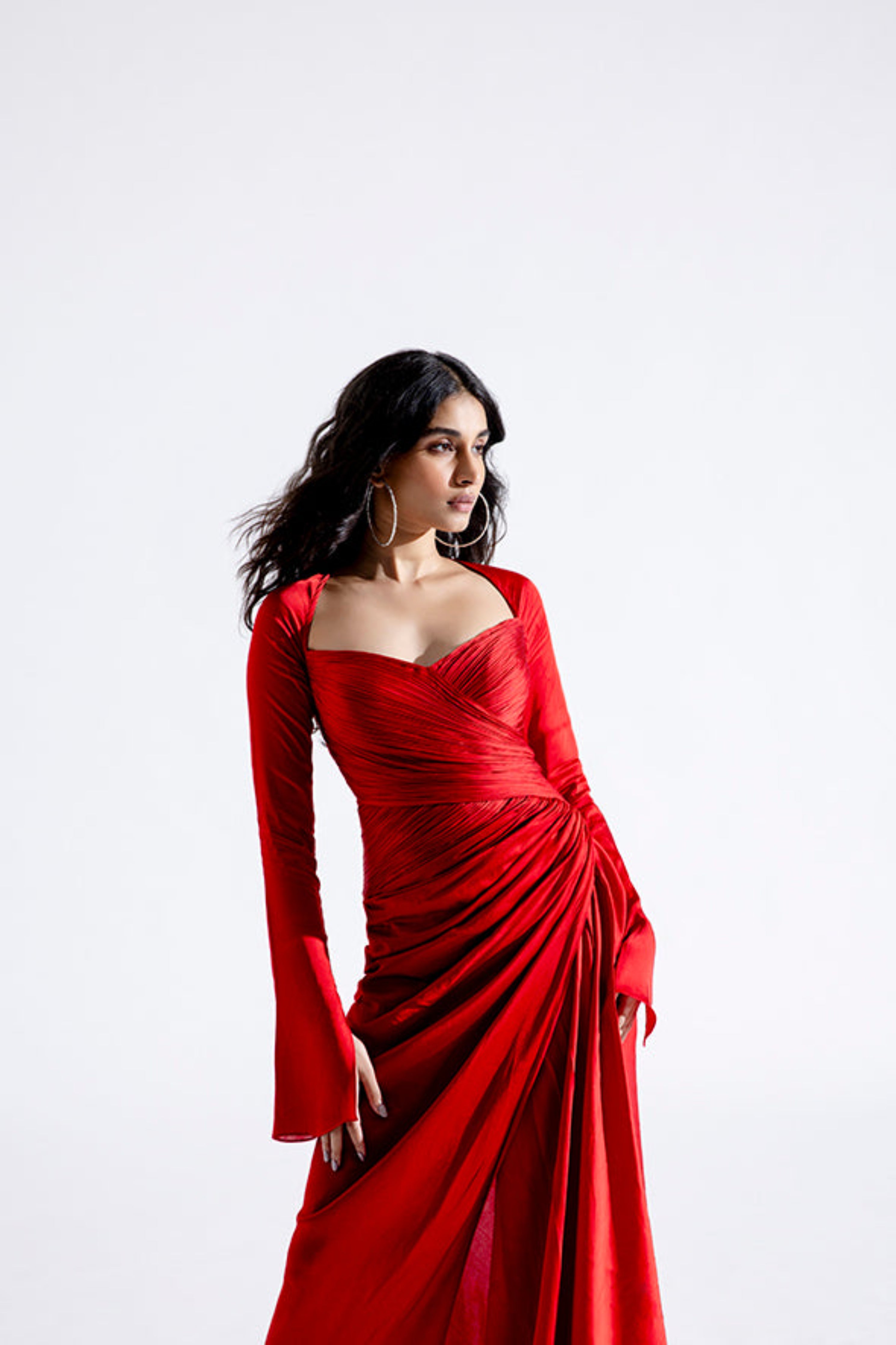 Grace Ruched Dress in Red