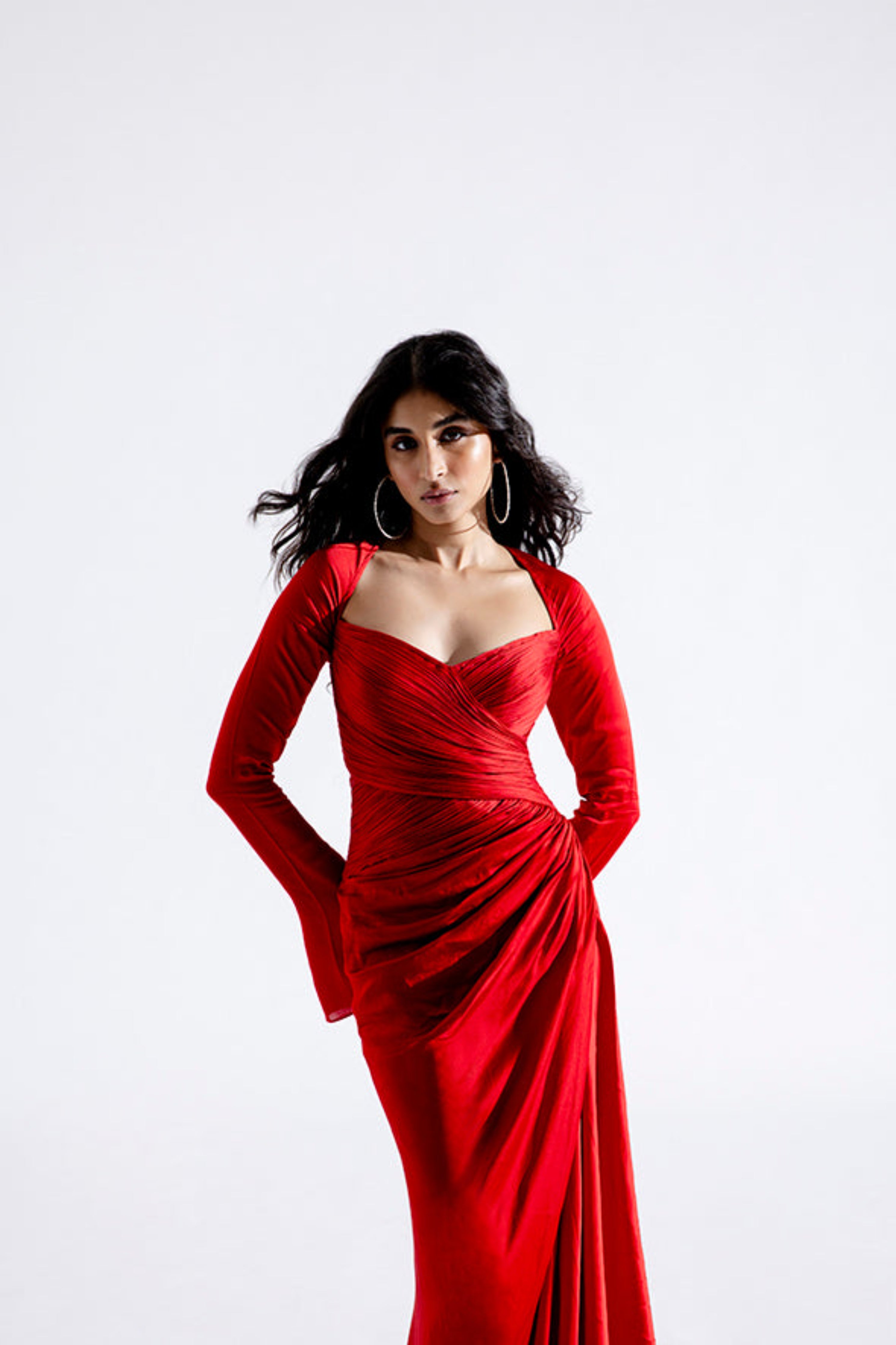 Grace Ruched Dress in Red