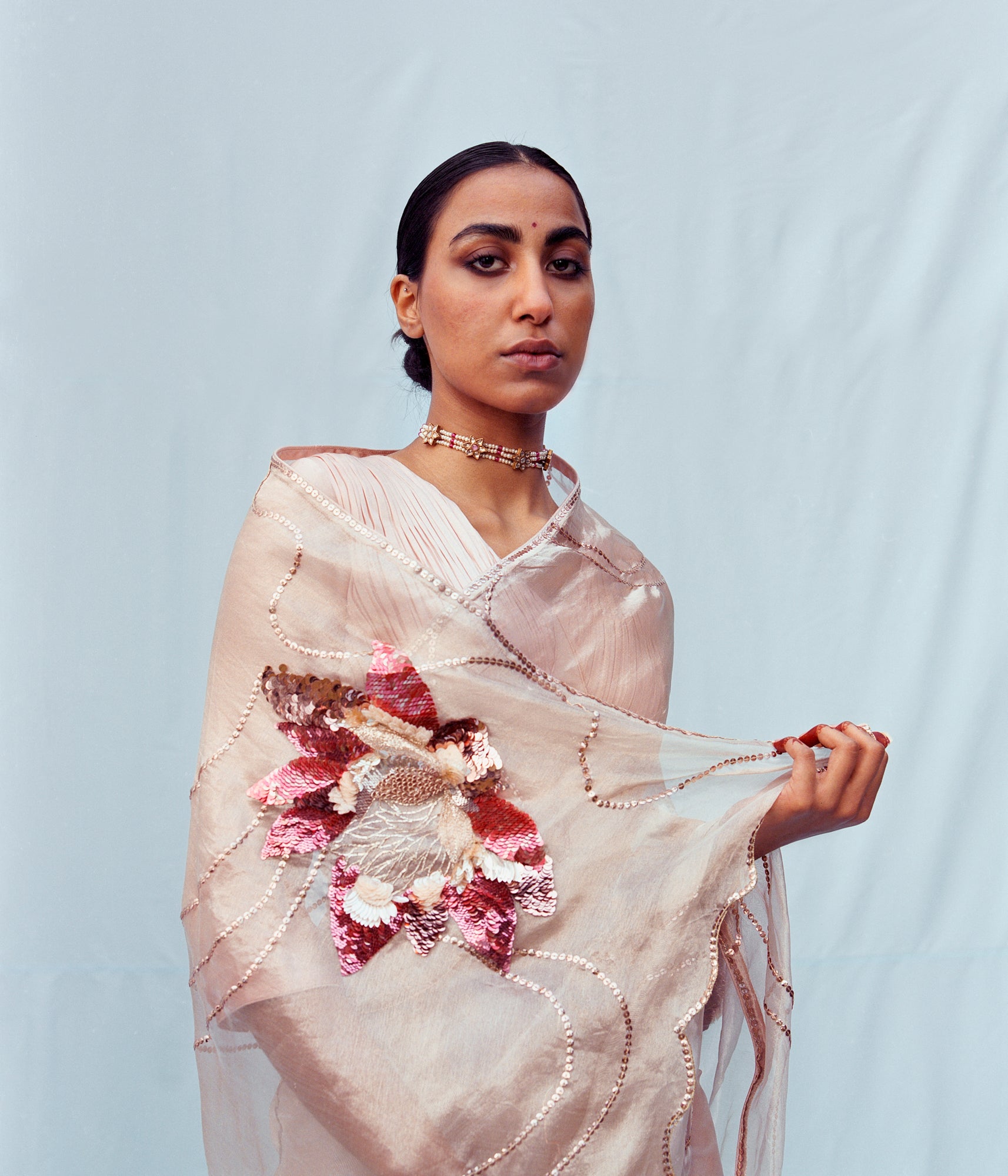 Peach Manipura Lotus Series Saree