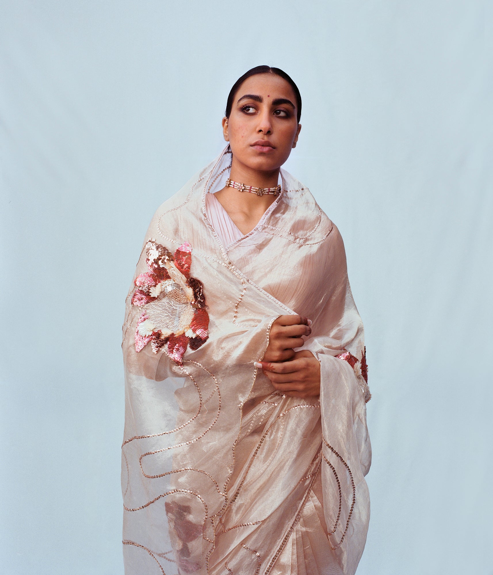 Peach Manipura Lotus Series Saree