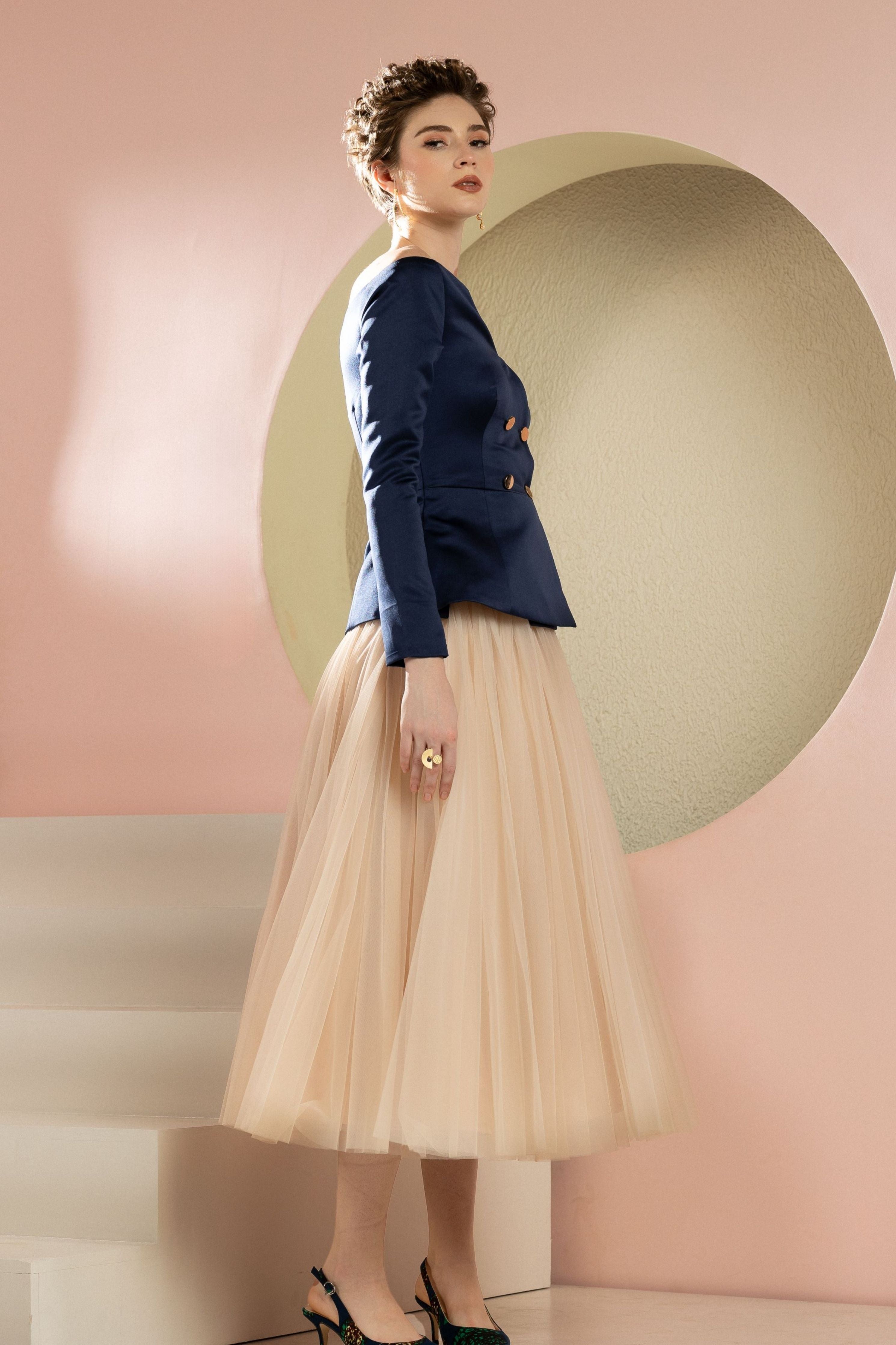 Audrey Navy Blue Blazer Set