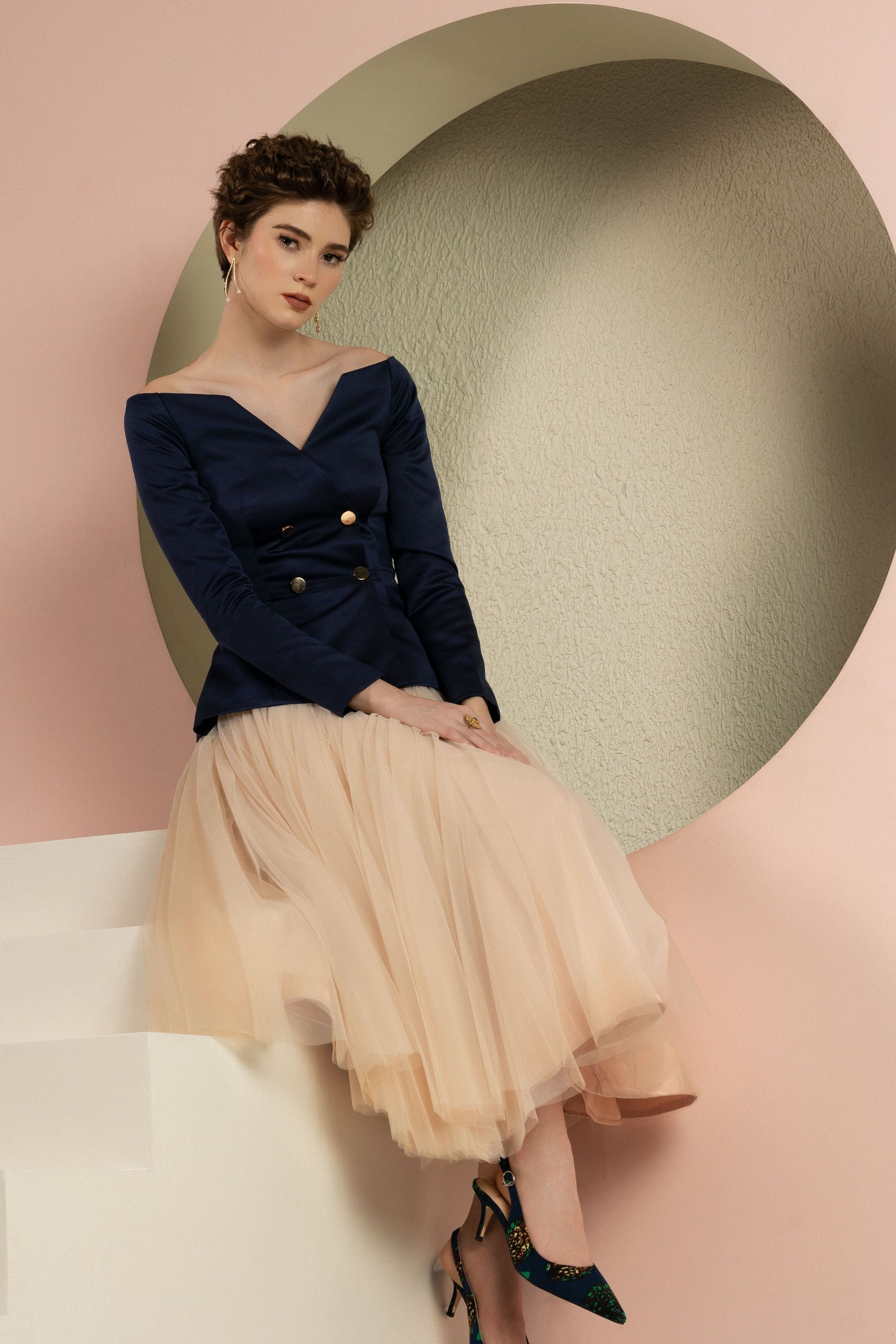 Audrey Navy Blue Blazer Set