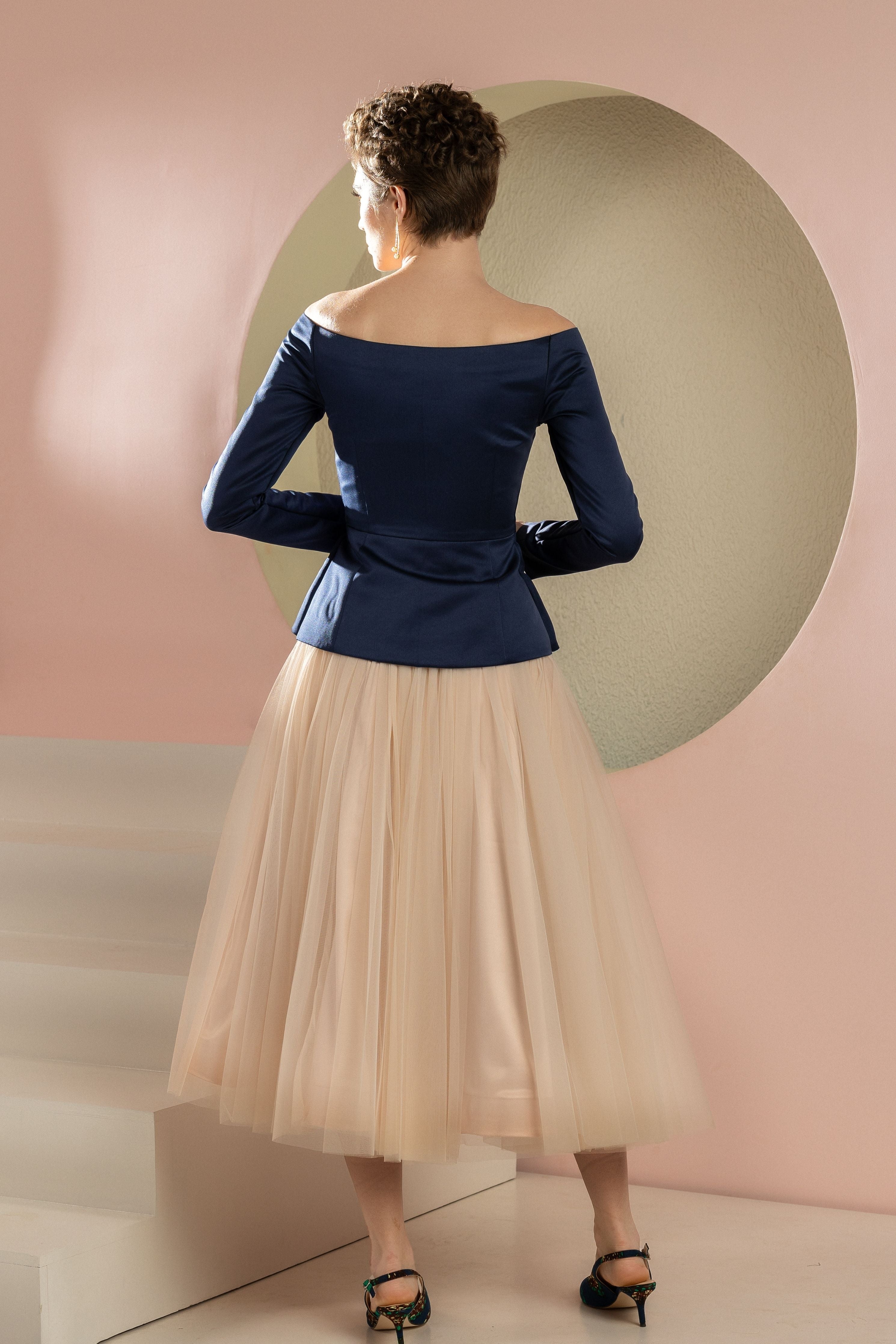 Audrey Navy Blue Blazer Top