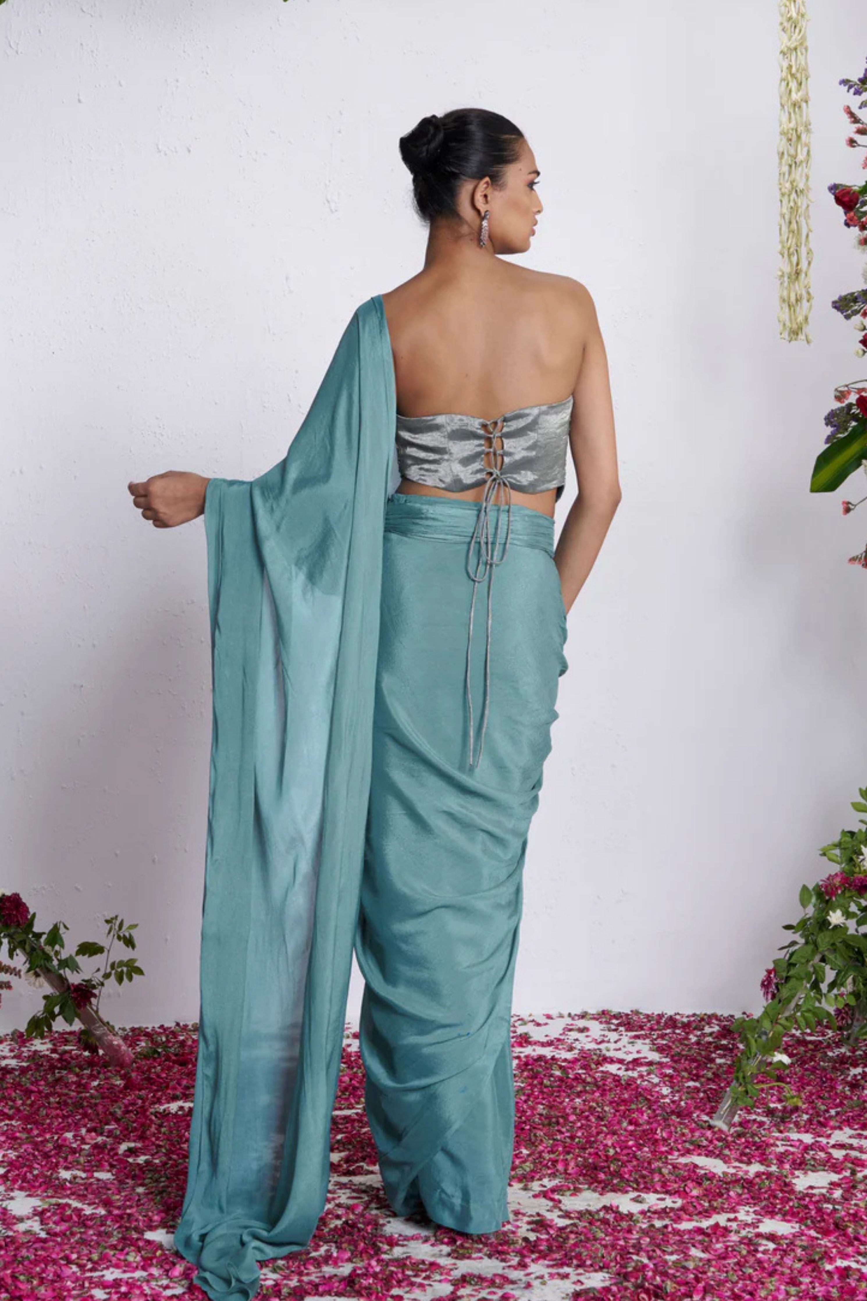 Azure Goddess Draped Saree