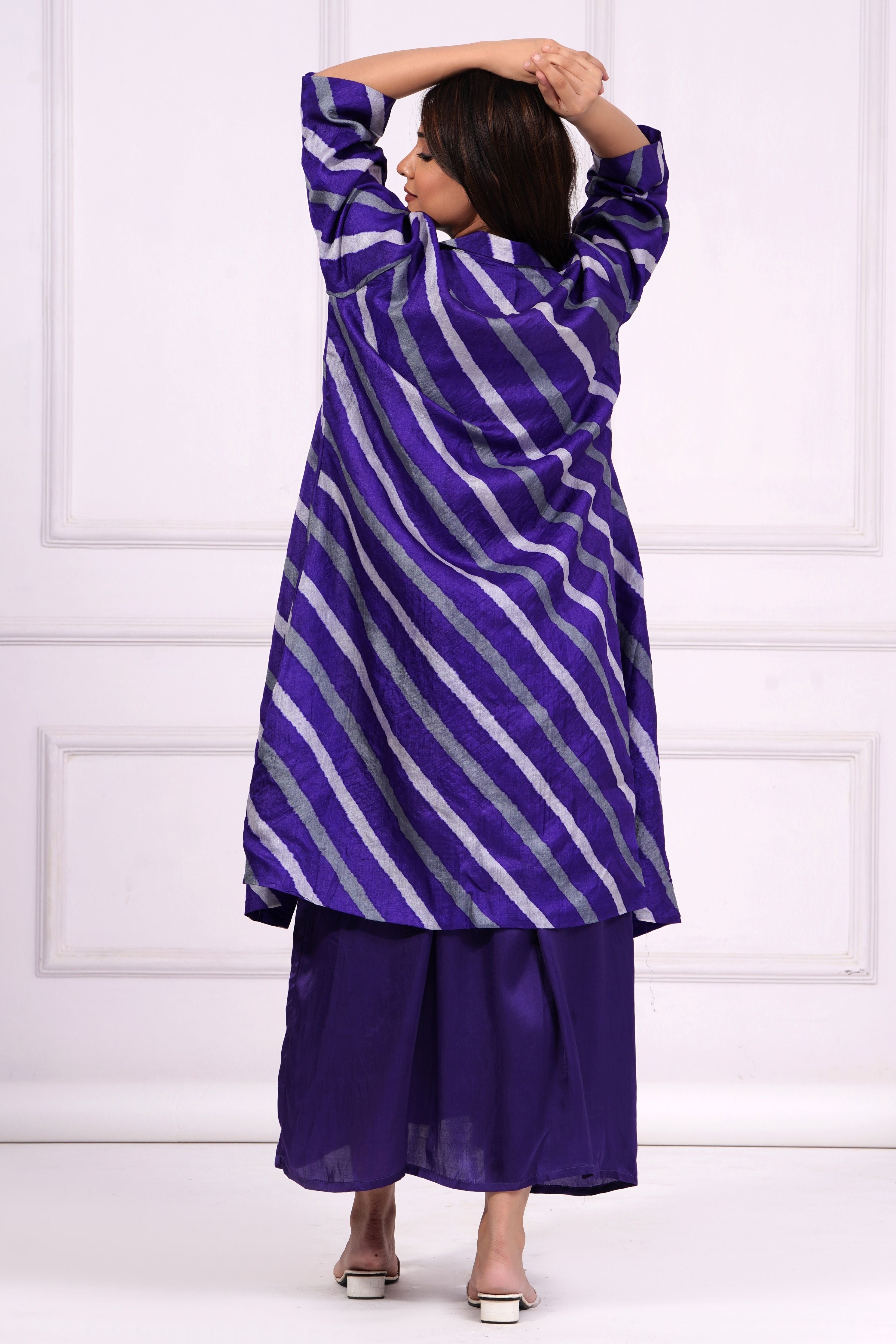 Tusssr Silk Purple Leheriya Jacket Set