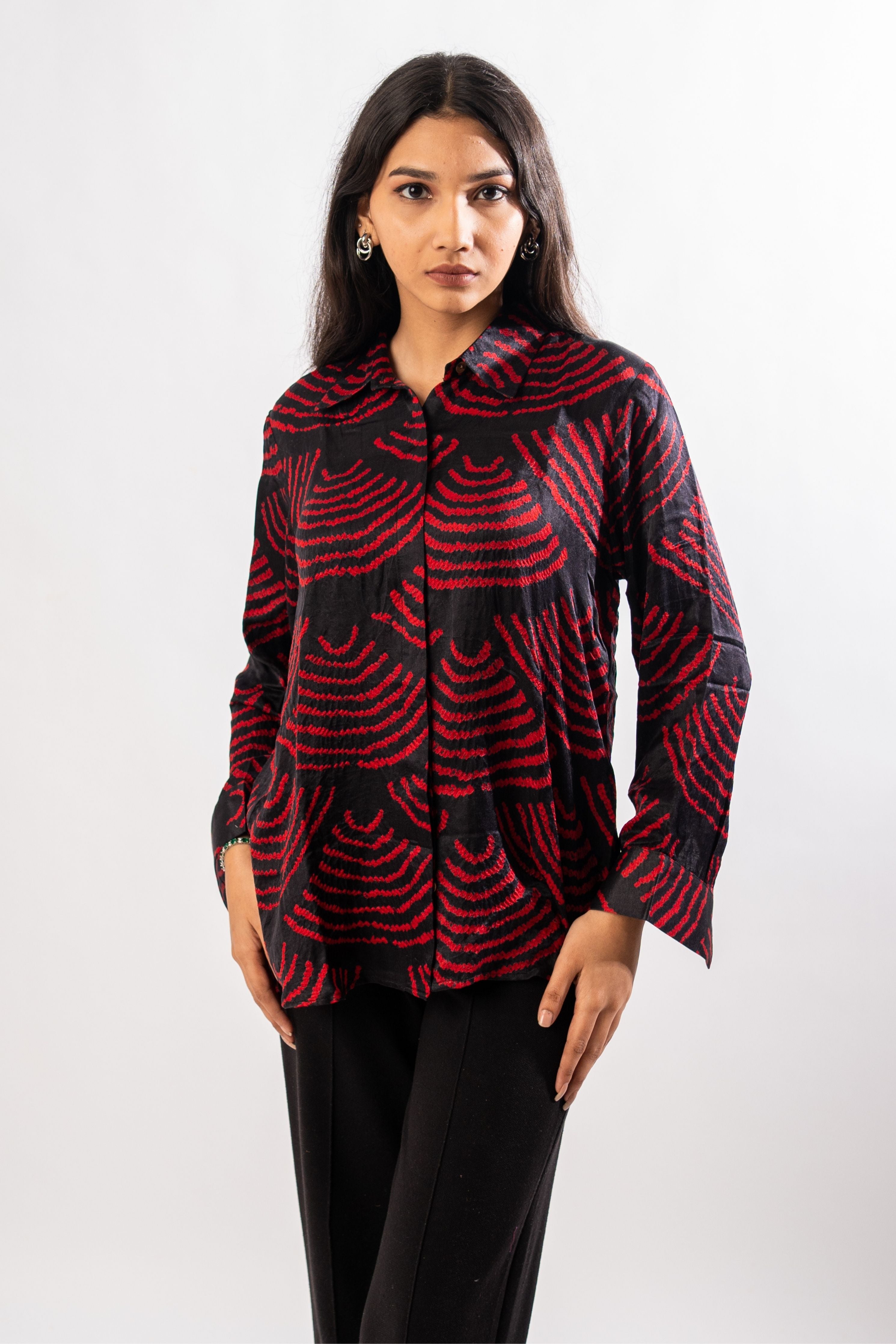 Black Wifi Bandhani Shirt