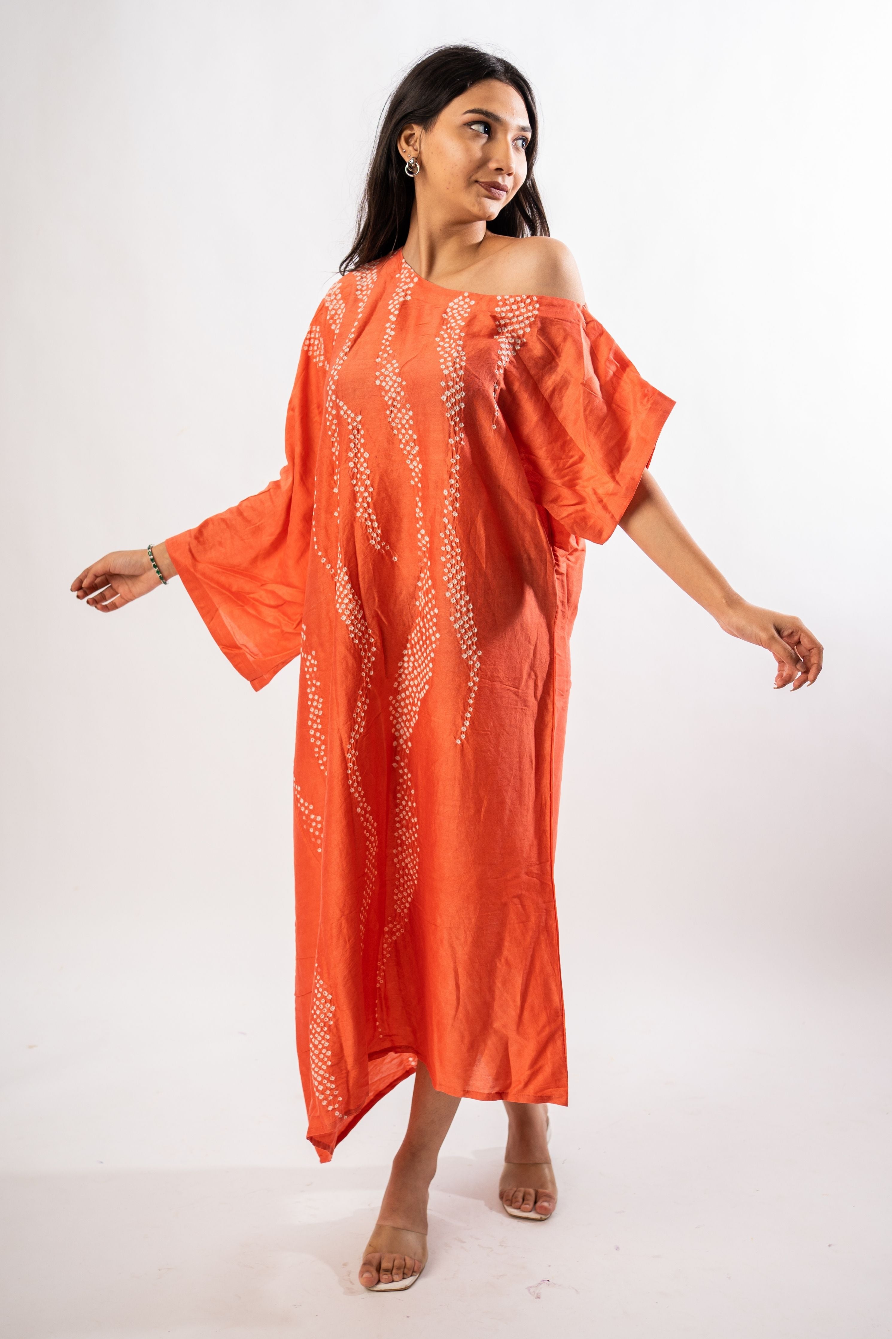 Orange One Off Shoulder Dress