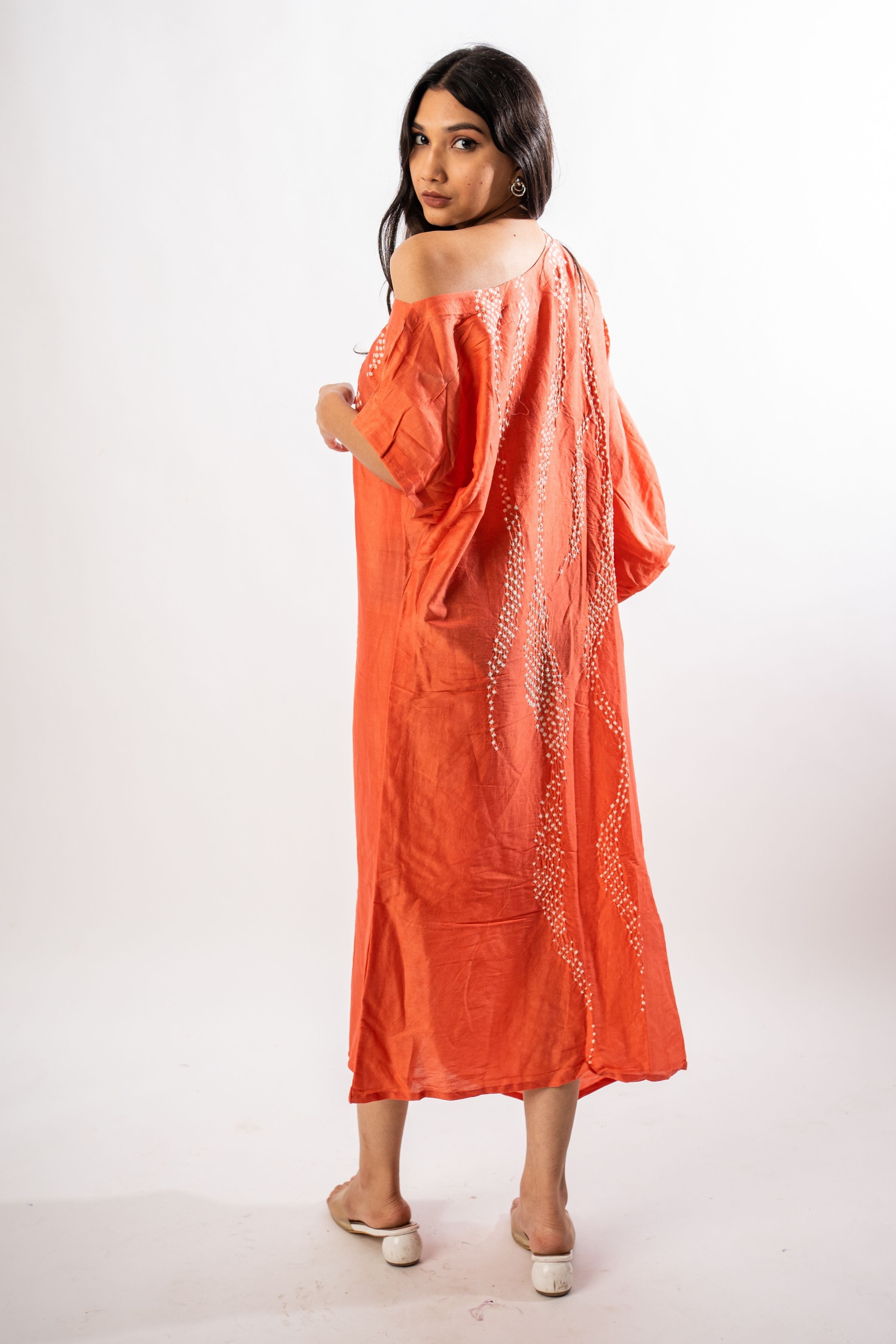 Orange One Off Shoulder Dress