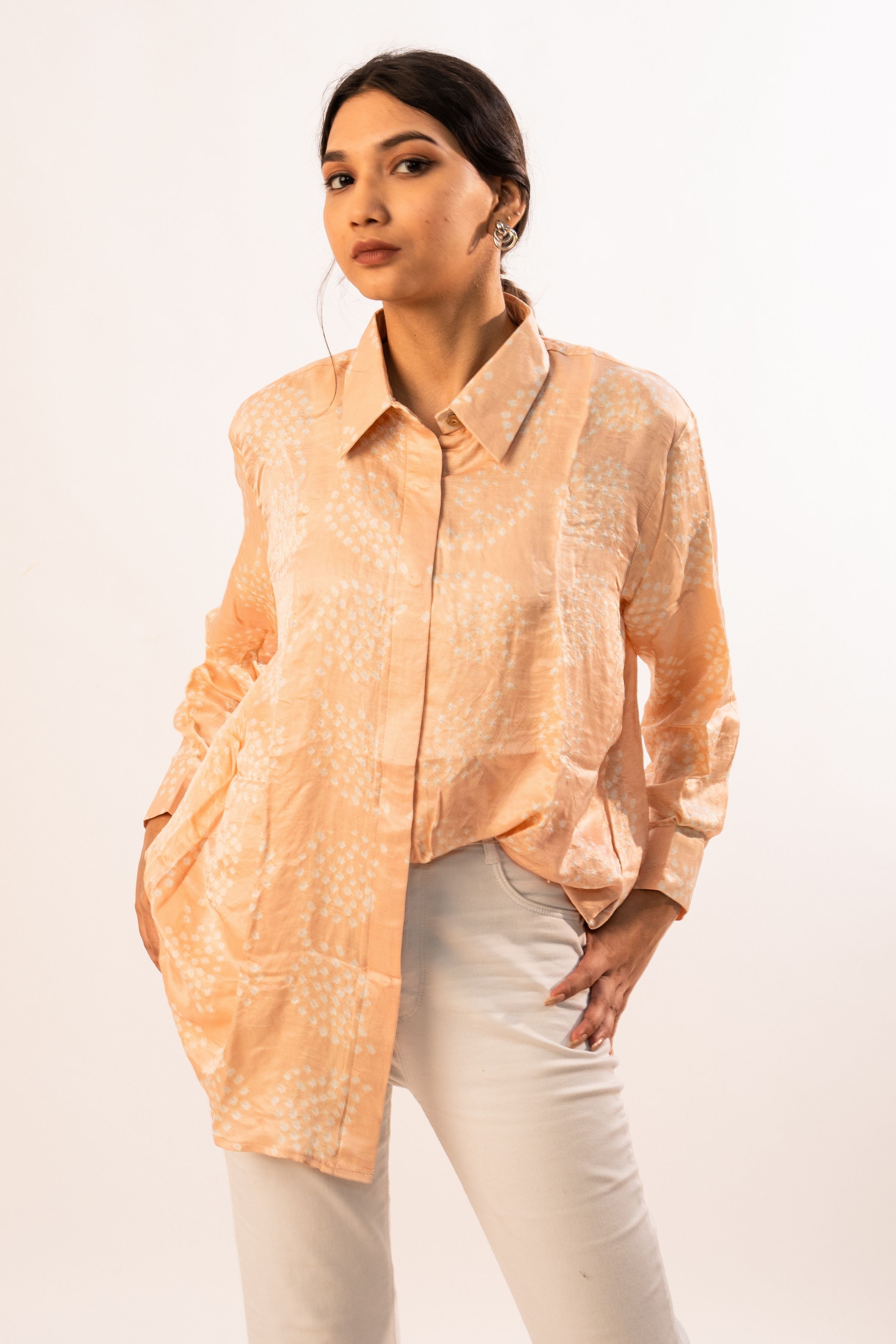 Peach Leaf Gajji Shirt