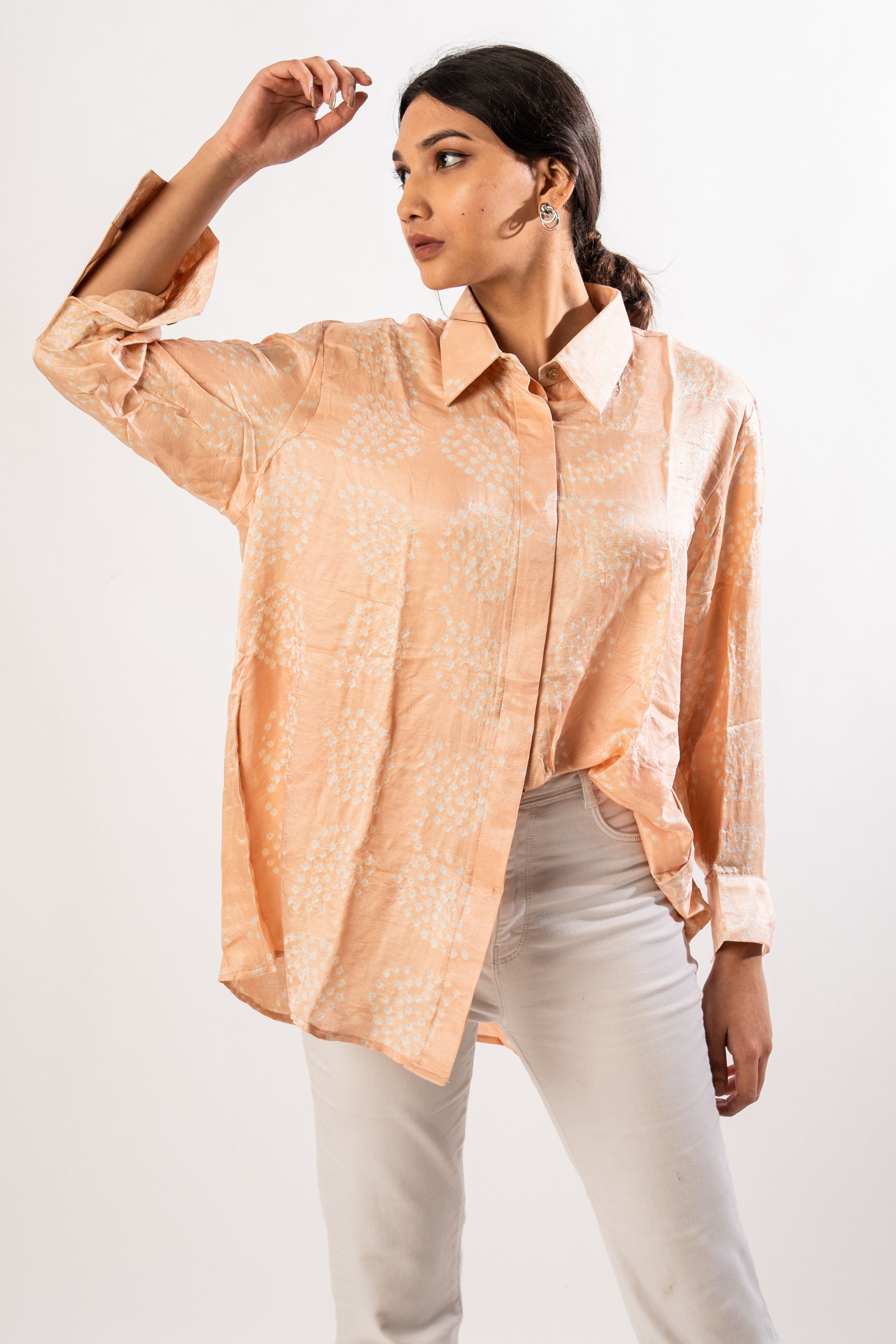 Peach Leaf Gajji Shirt
