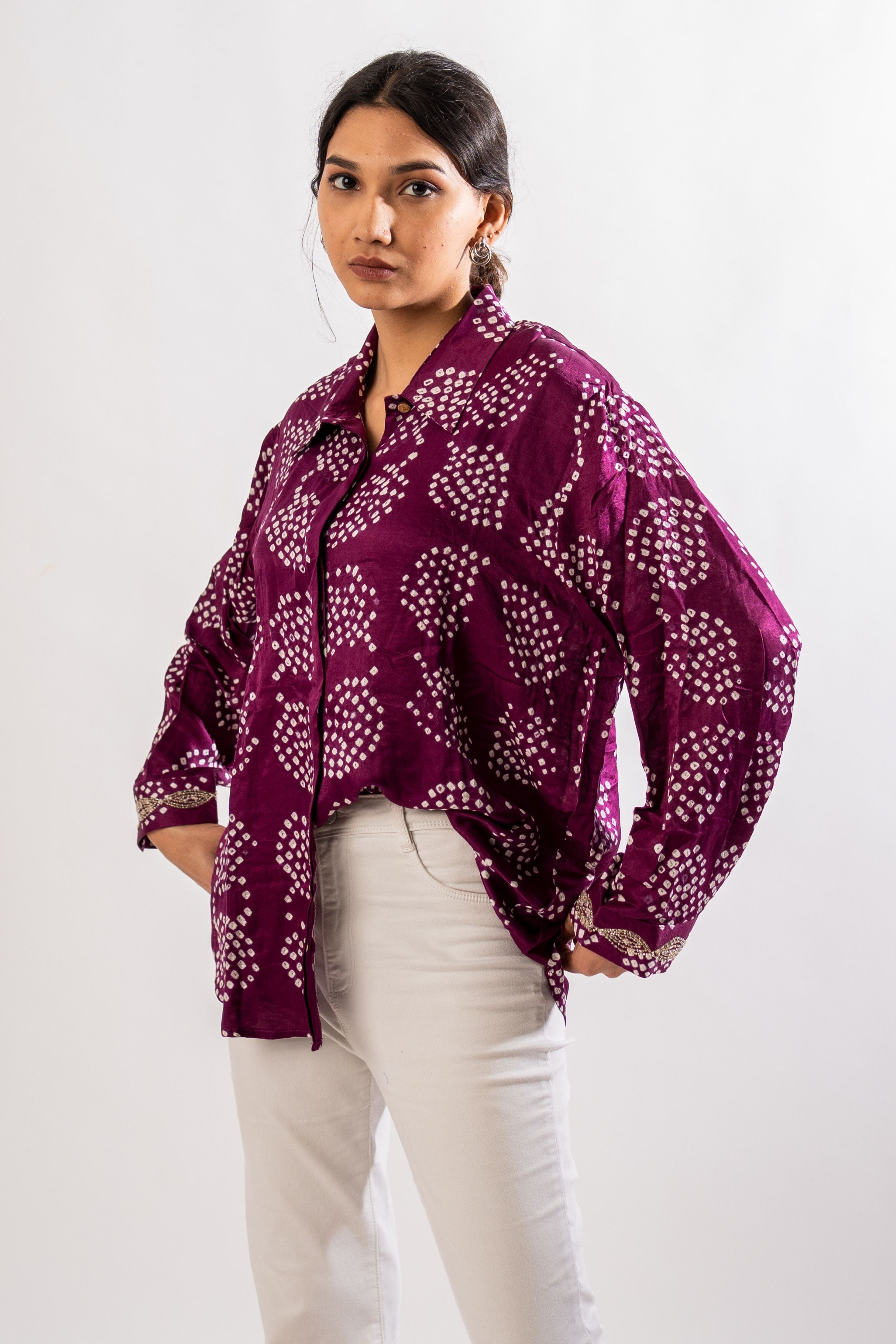 Purple Round Gajji Shirt