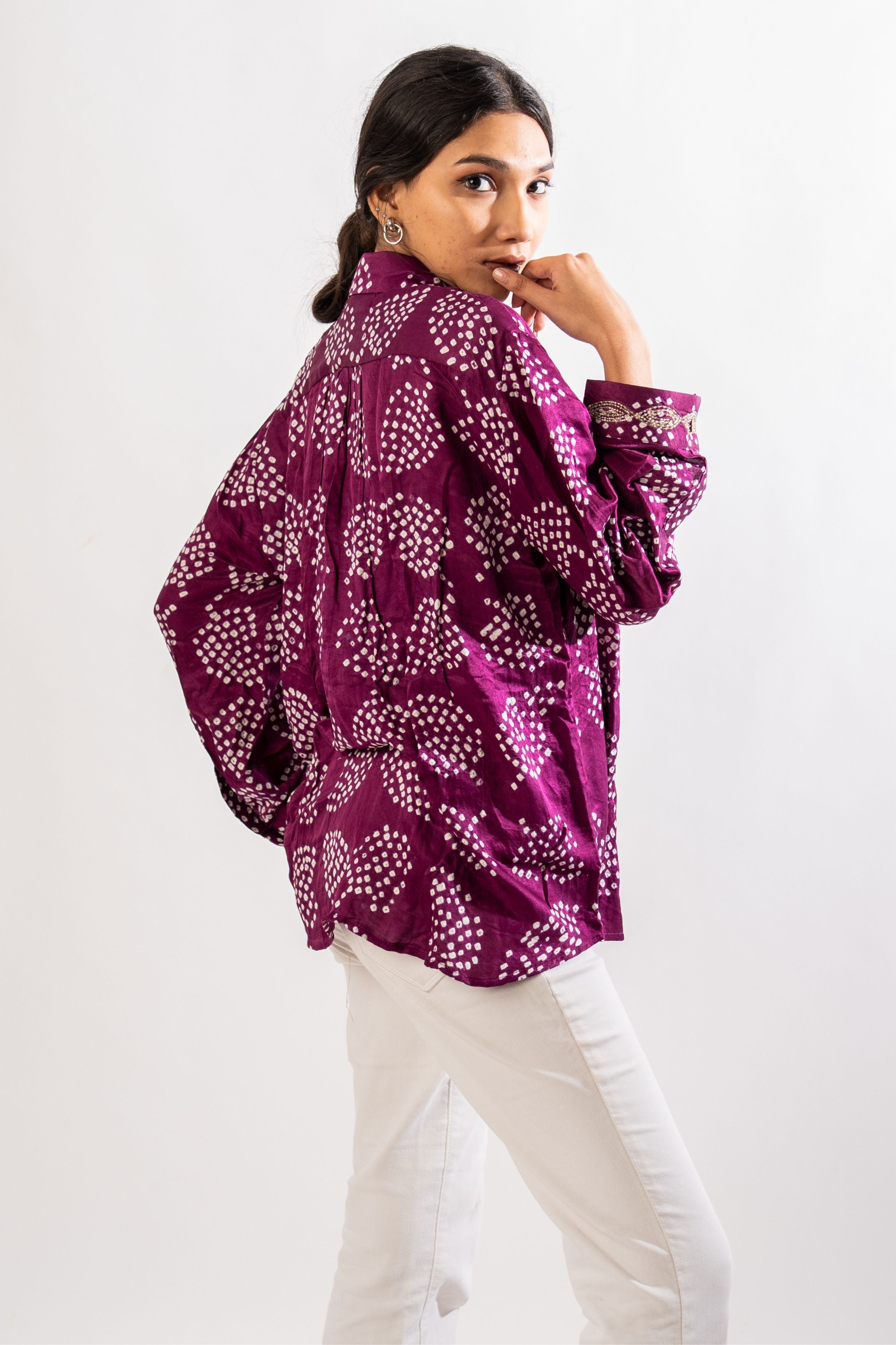 Purple Round Gajji Shirt