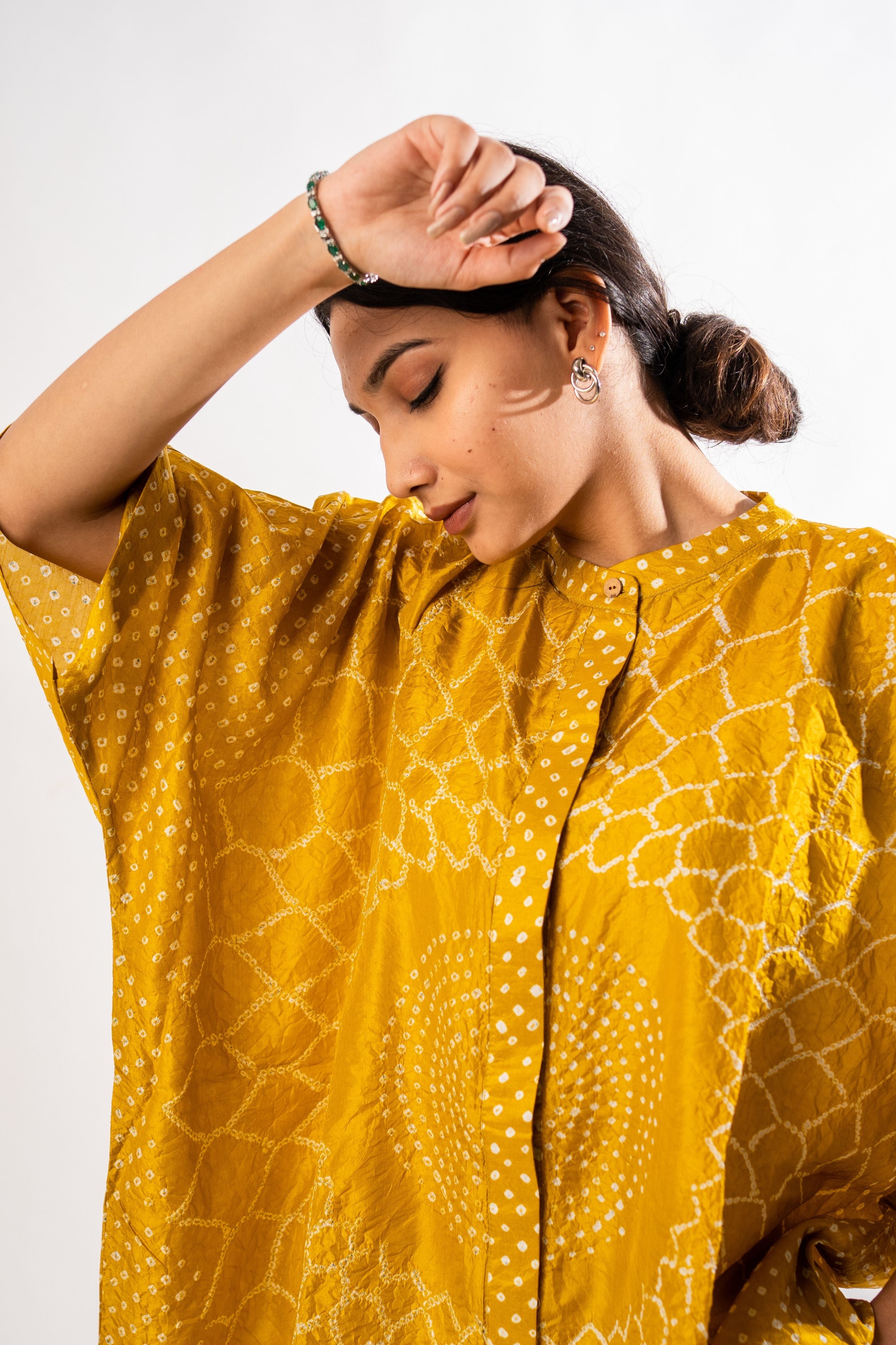 Banglori Silk Mustard Kaftan Shirt