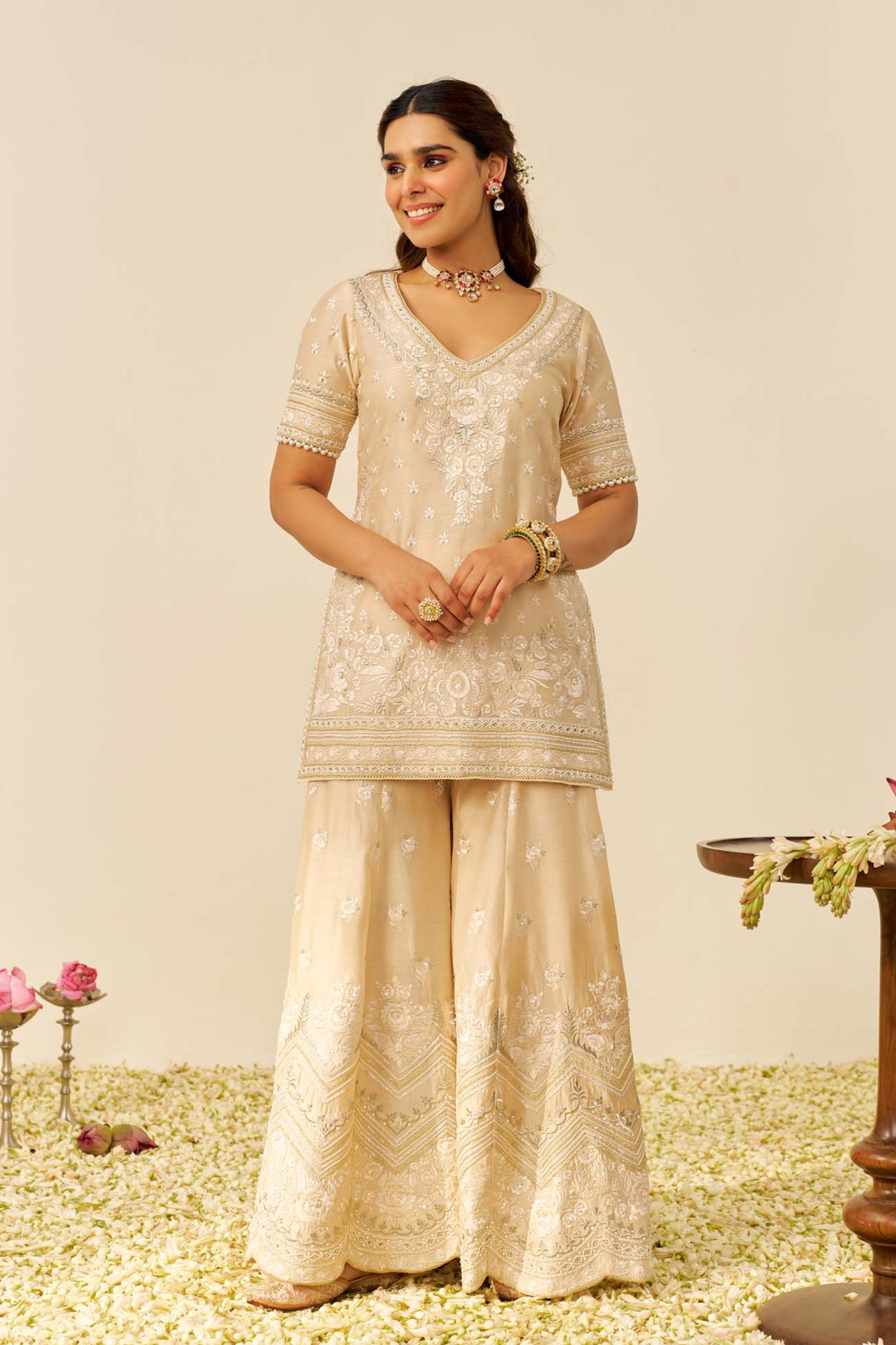 Sameeha Short Kurta Sharara Set with Dupatta